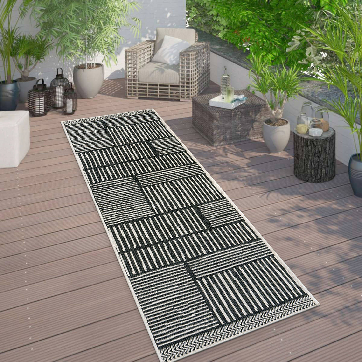 Rugshop Outdoor Carpet Stripe Weather Resistant Reversible Indoor/Outdoor Rugs