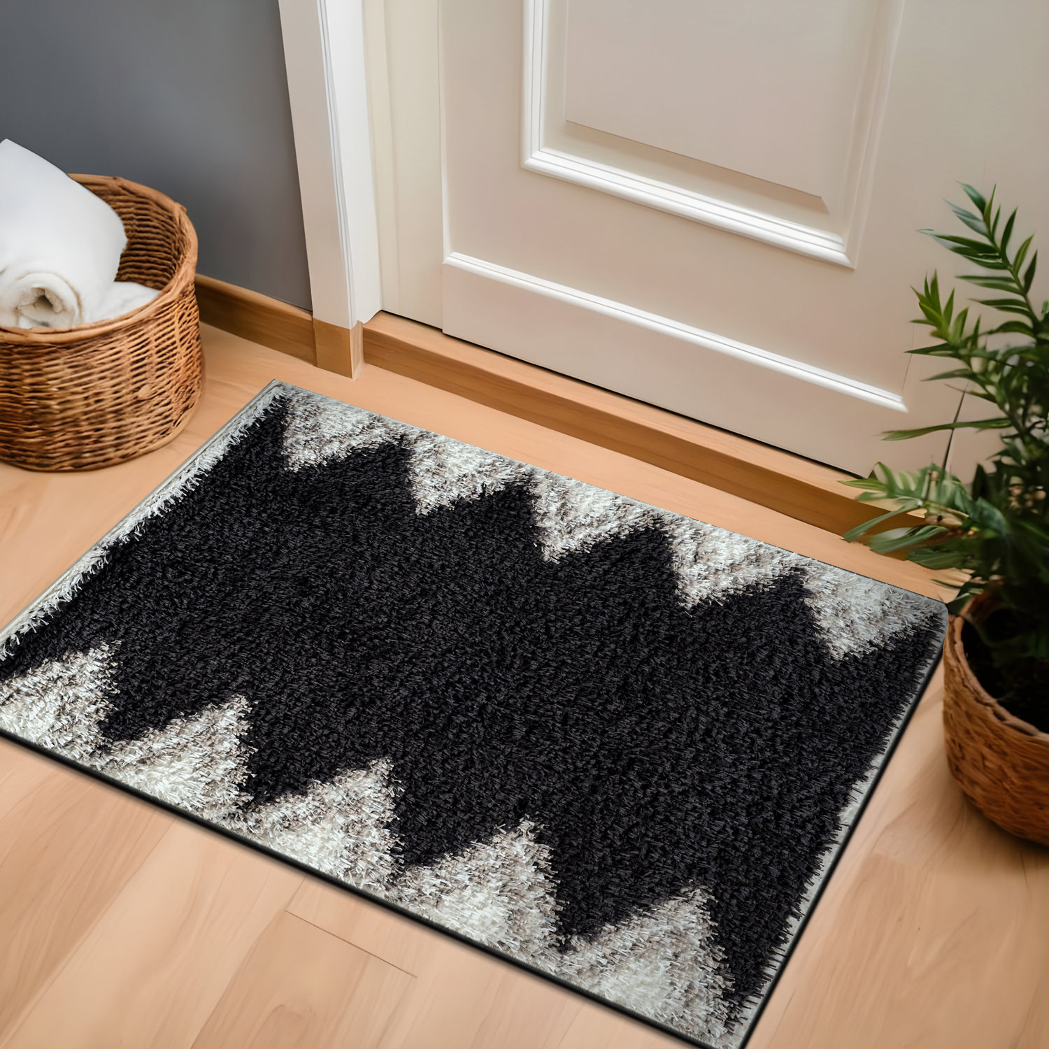 Rugshop Geometric Shag Rug Soft Stylish Rugs for Living Room Bedroom Carpet Rugs