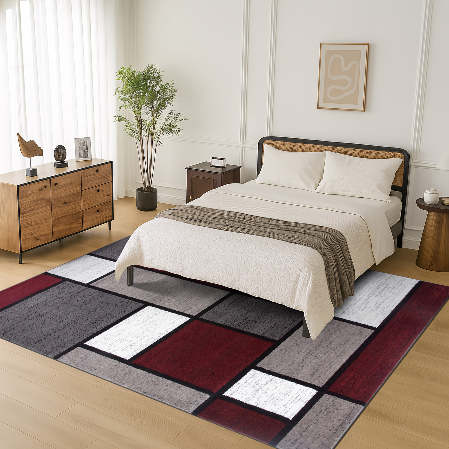Rugshop Area Rug Contemporary Modern Boxed Color Block Rugs for Living ...