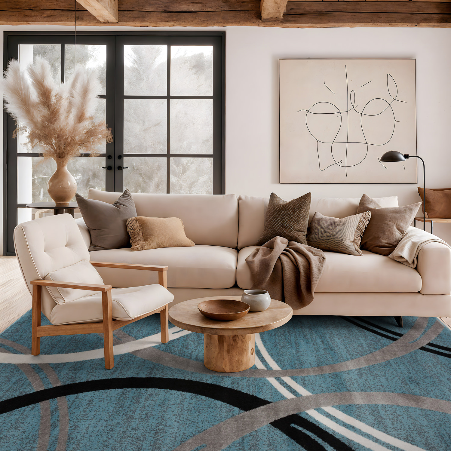 Rugshop Rugs for Living Room Modern Abstract Circles Design Rugs for Bedroom