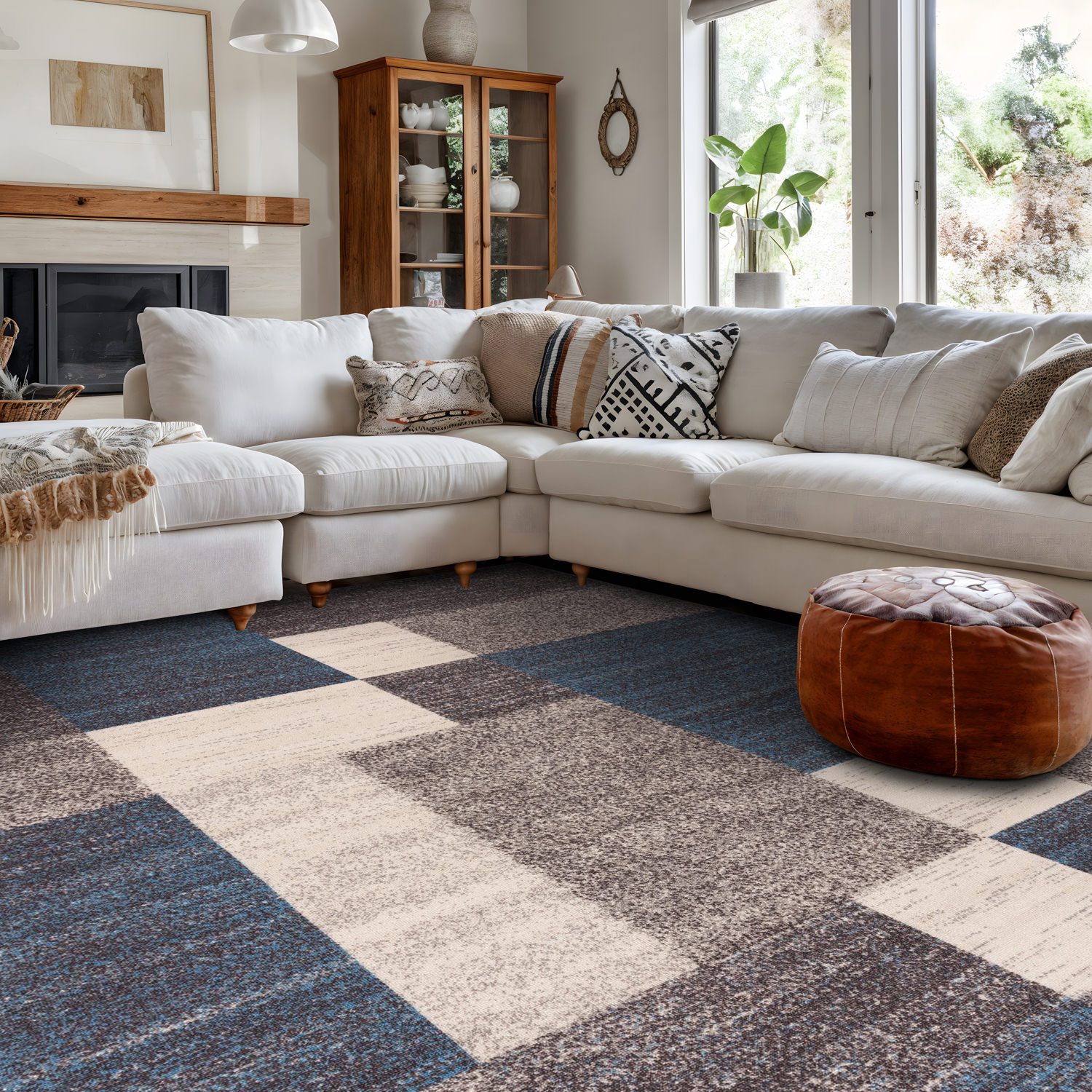Rugshop Area Rug Modern Boxes Design Non-Slip Rugs for Living Room ...