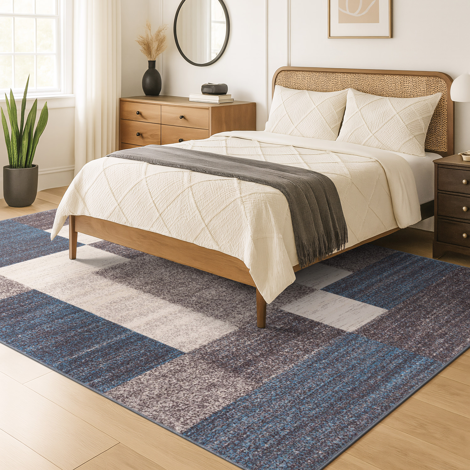 Rugshop Area Rug Modern Boxes Design Non-Slip Rugs for Living Room ...