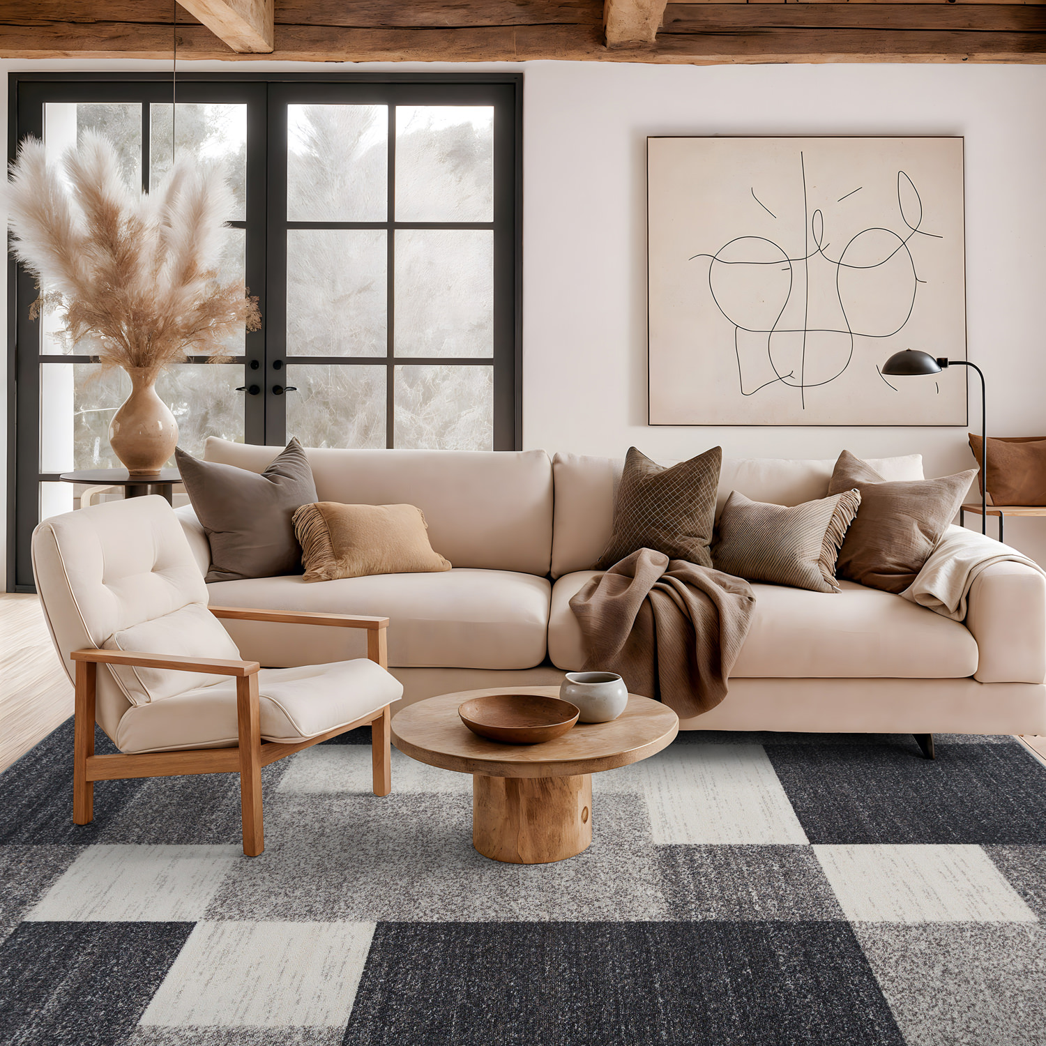 Rugshop Area Rug Modern Boxes Design Non-Slip Rugs for Living Room ...