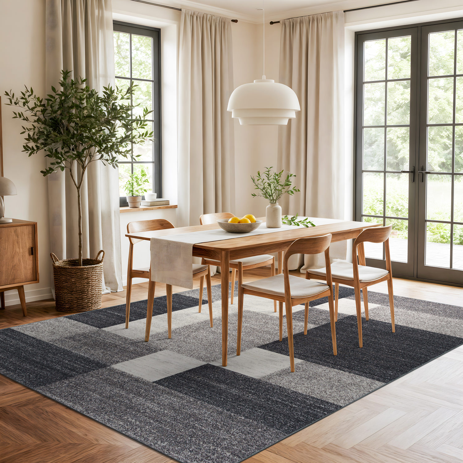 Rugshop Area Rug Modern Boxes Design Non-Slip Rugs for Living Room ...