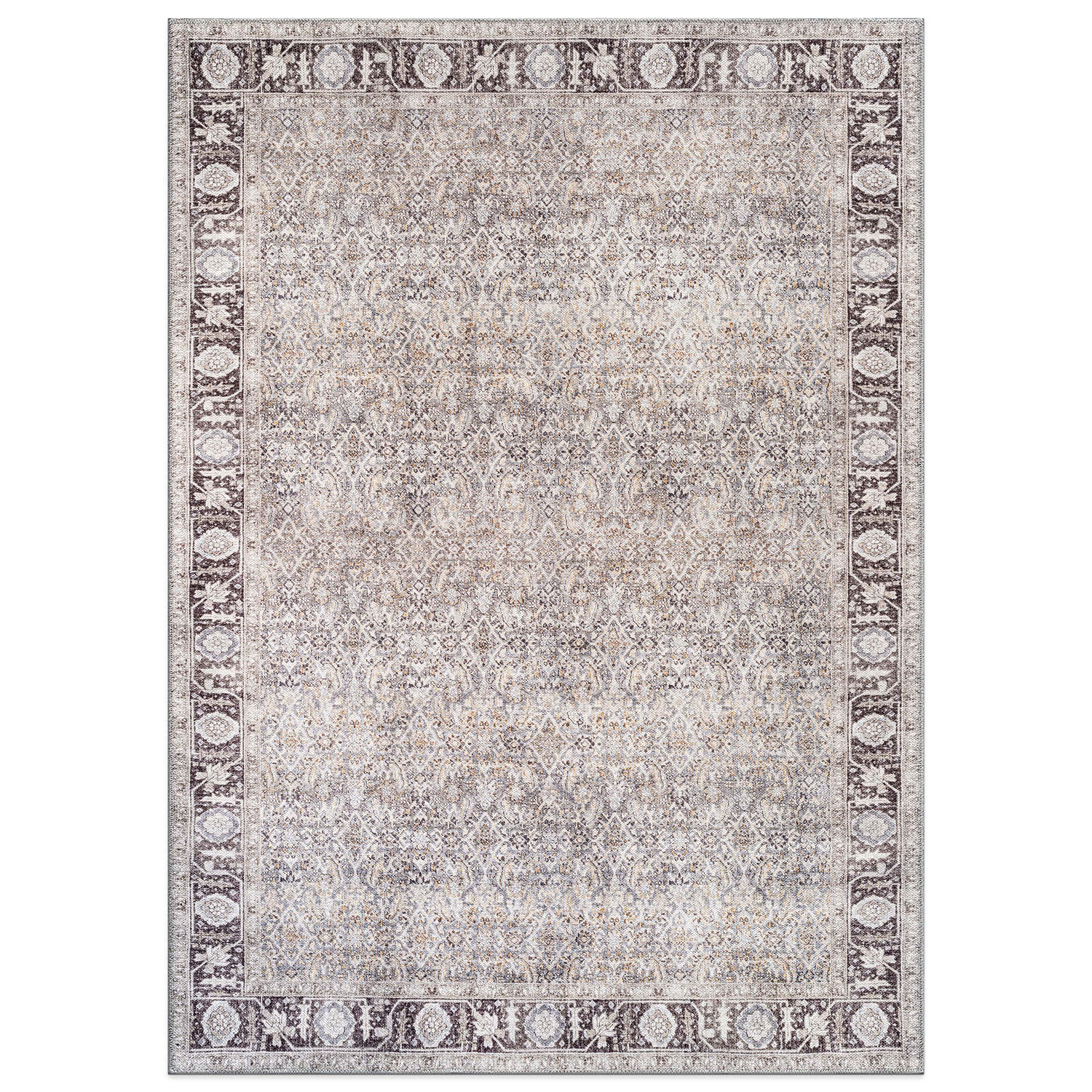 Machine Rug Backing Rugshop Area Rug Distressed Machine Washable Non-Slip Backing Living ...