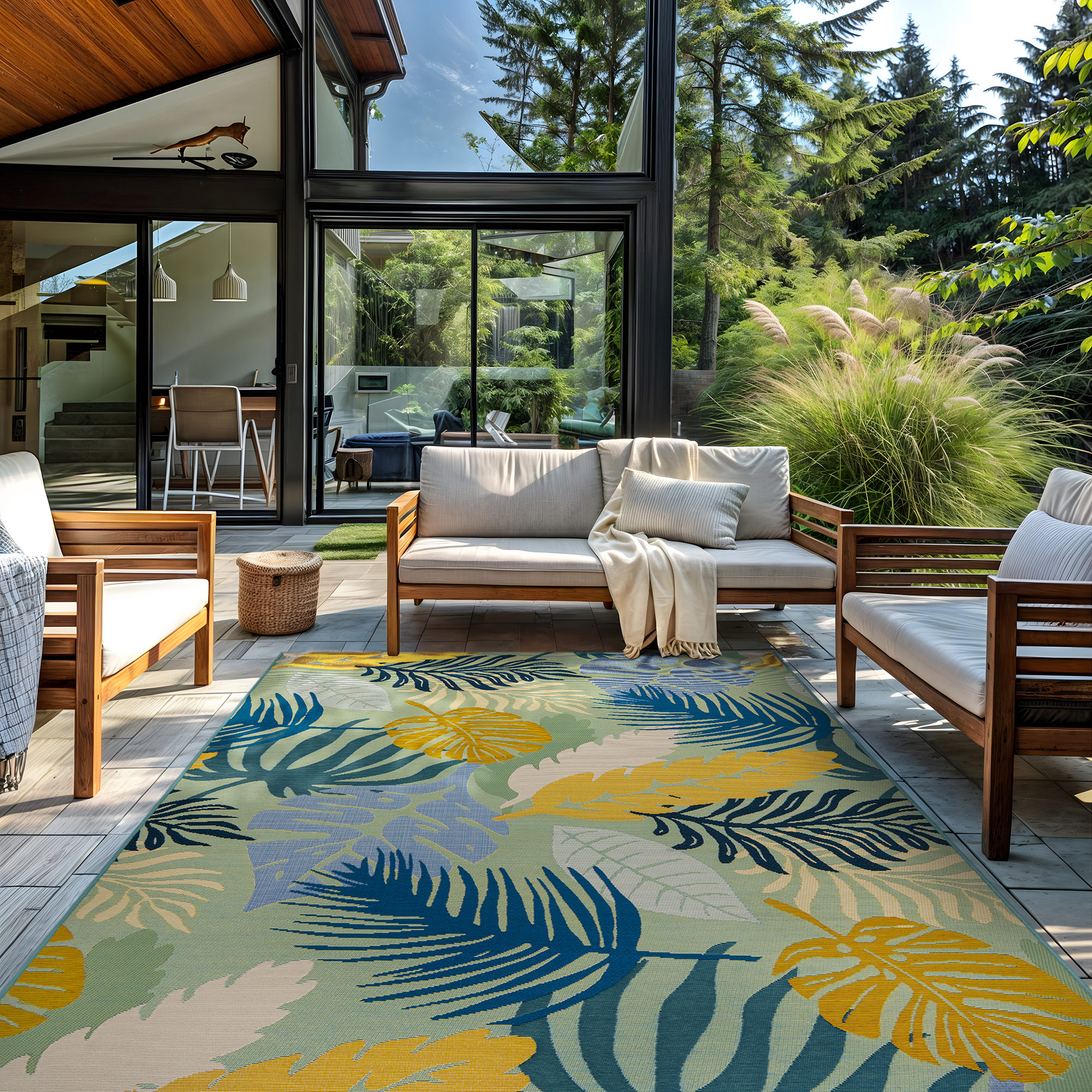 Rugshop Indoor/Outdoor Patio Area Rug Outdoor Rug for Backyard Porch Balcony Rug