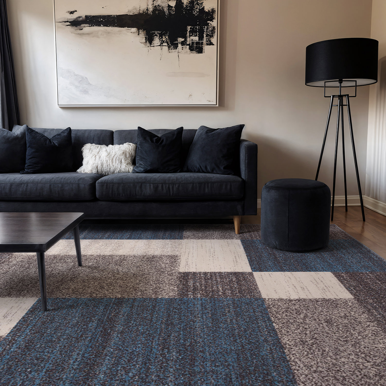 Rugshop Area Rug Modern Boxes Design Non-Slip Rugs for Living Room ...
