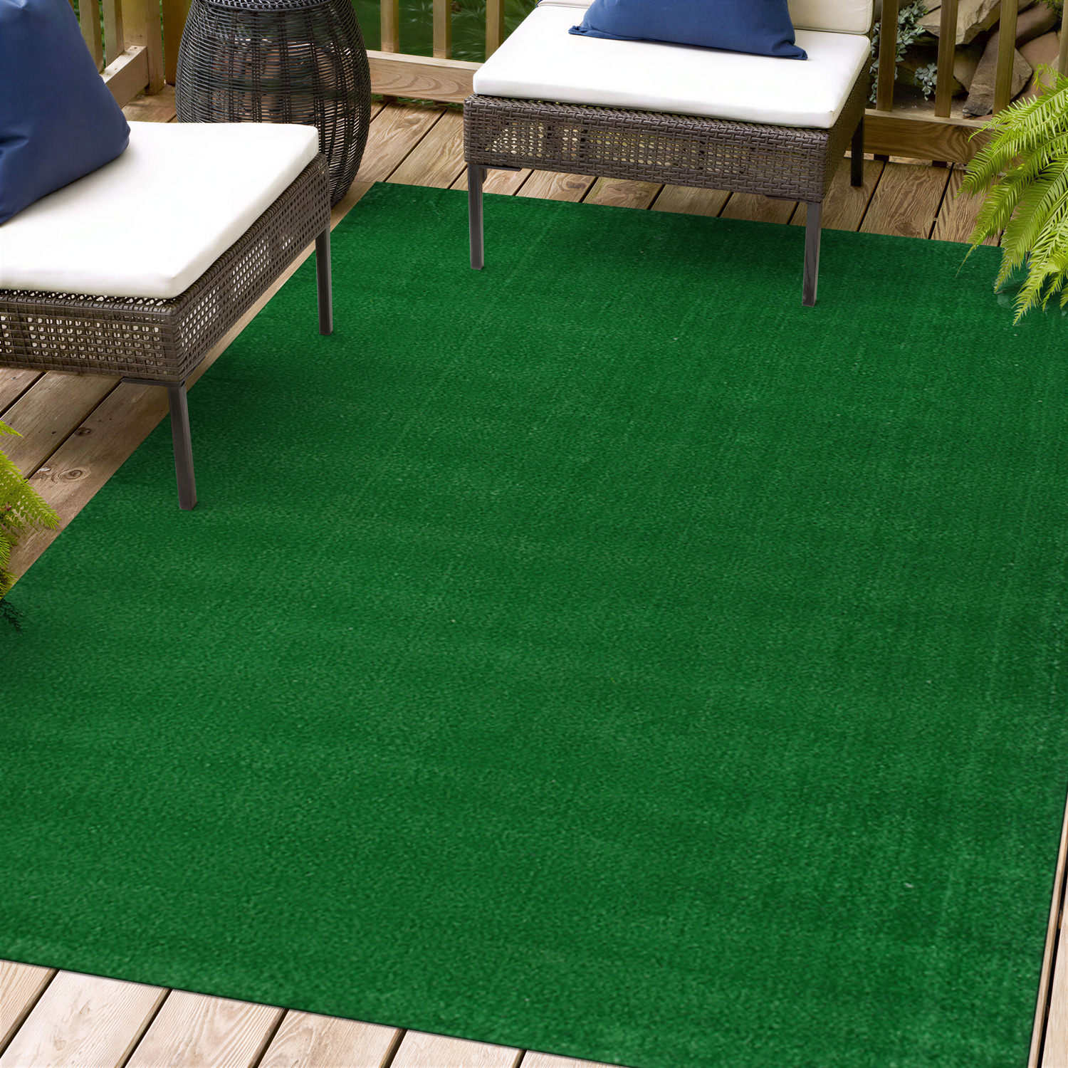 Rugshop Outdoor Carpet Rug Artificial Turf Solid Grass Indoor Outdoor Rug Green