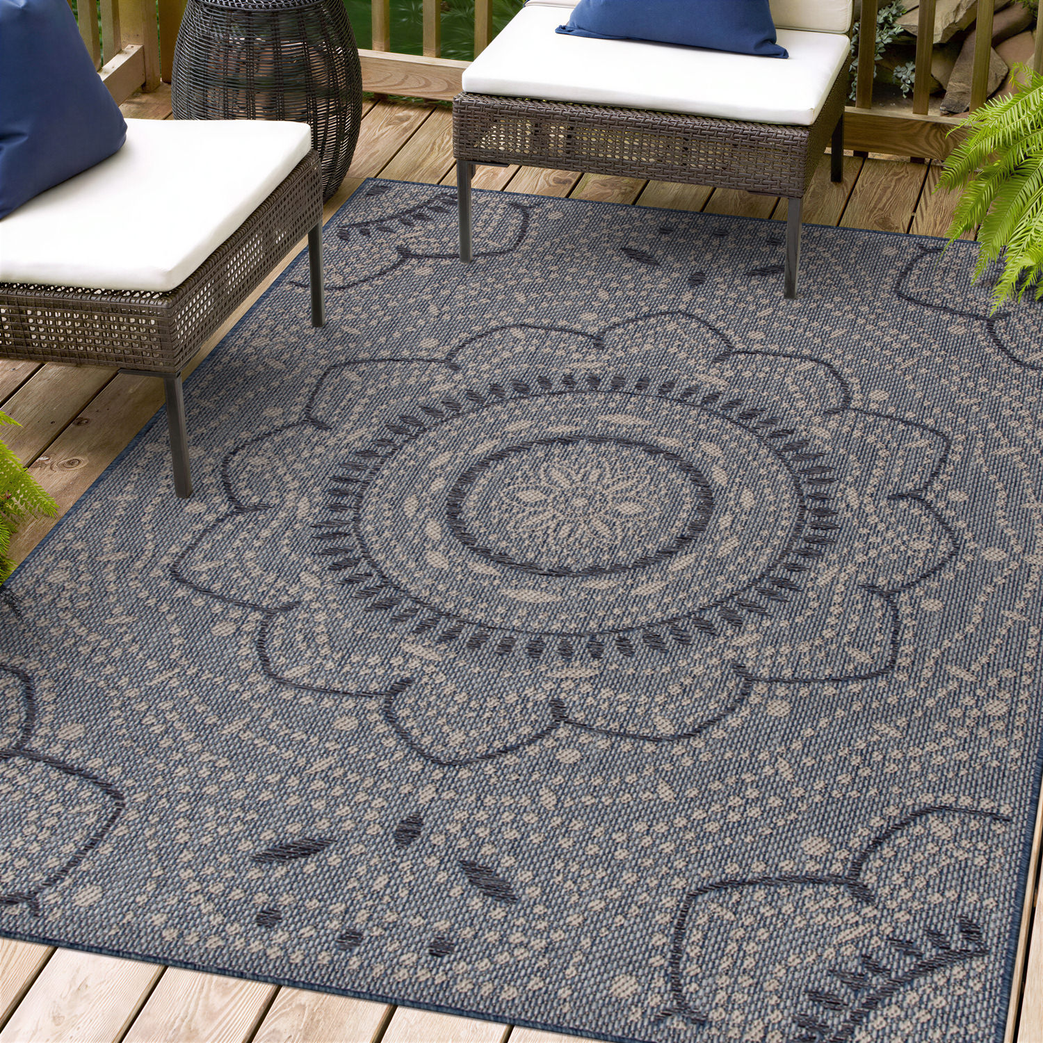 Rugshop Outdoor Rug Portia Oriental Medallion Indoor/Outdoor Rugs Patio Carpet