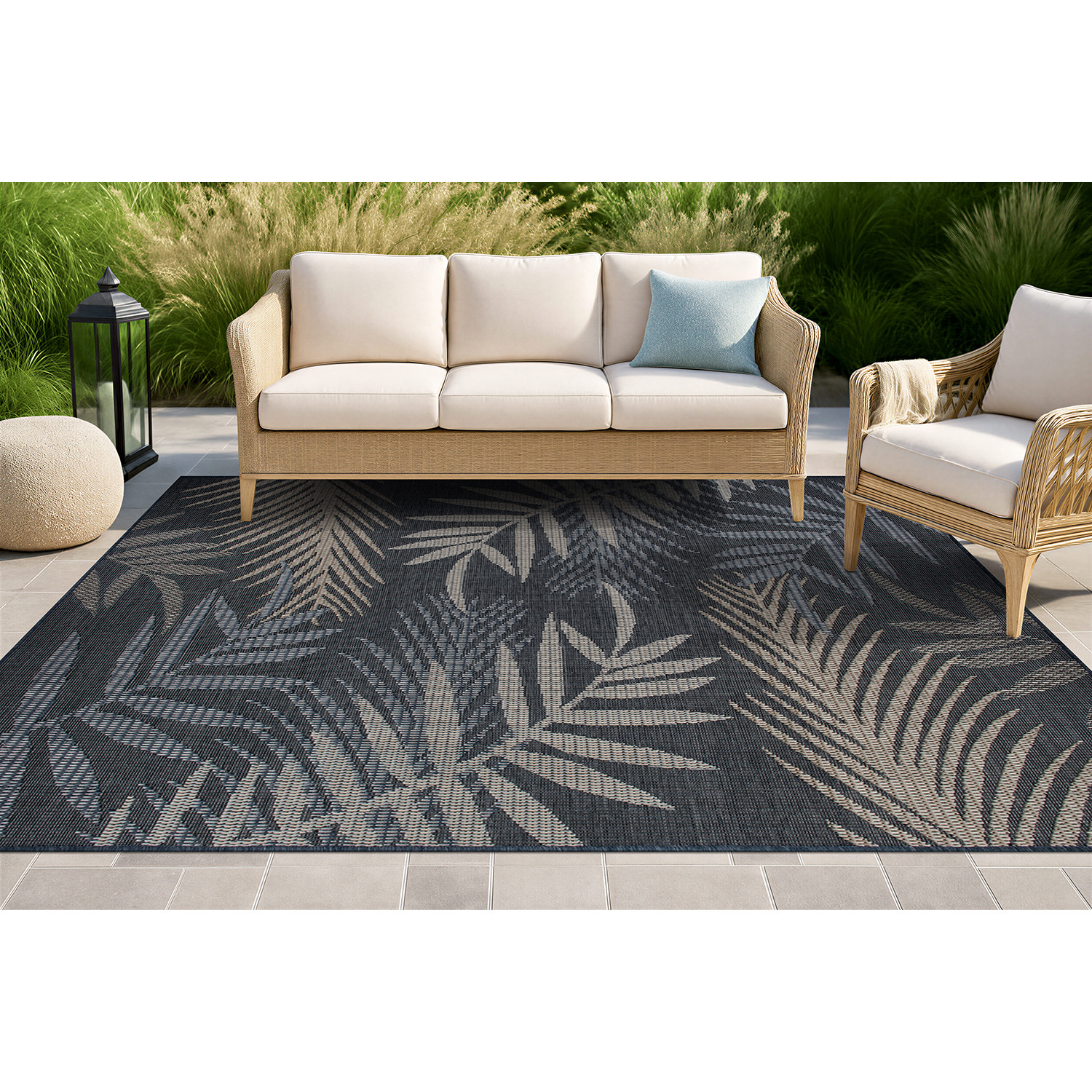 Rugshop Indoor Outdoor Rug Bahama Palm Frond Indoor Outdoor Carpet Patio Rugs