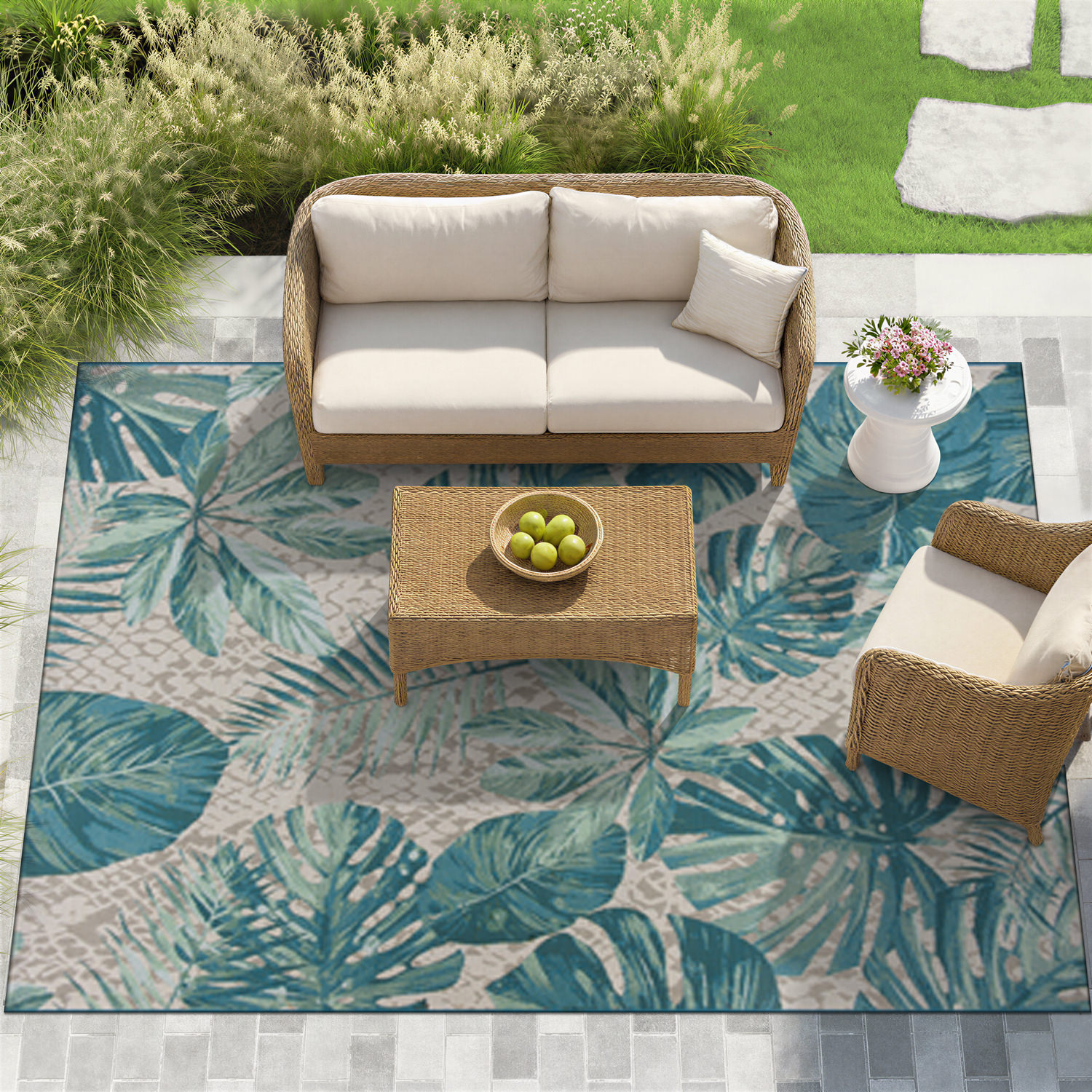 Rugshop Outdoor Rug Tropical Floral Indoor Outdoor Rugs Outdoor Carpet for Patio