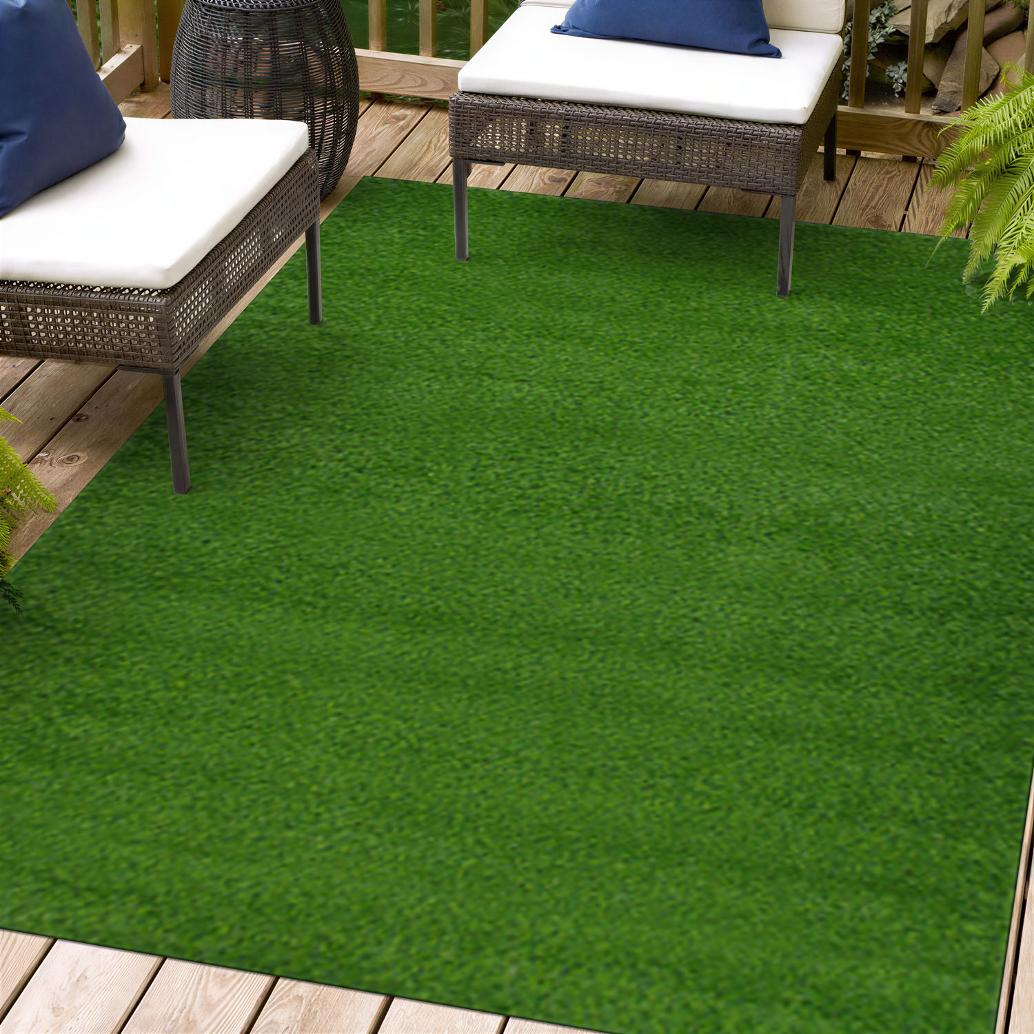 Rugshop Green Outdoor Rug Artificial Turf Solid Grass Outdoor Carpet Patio Rugs
