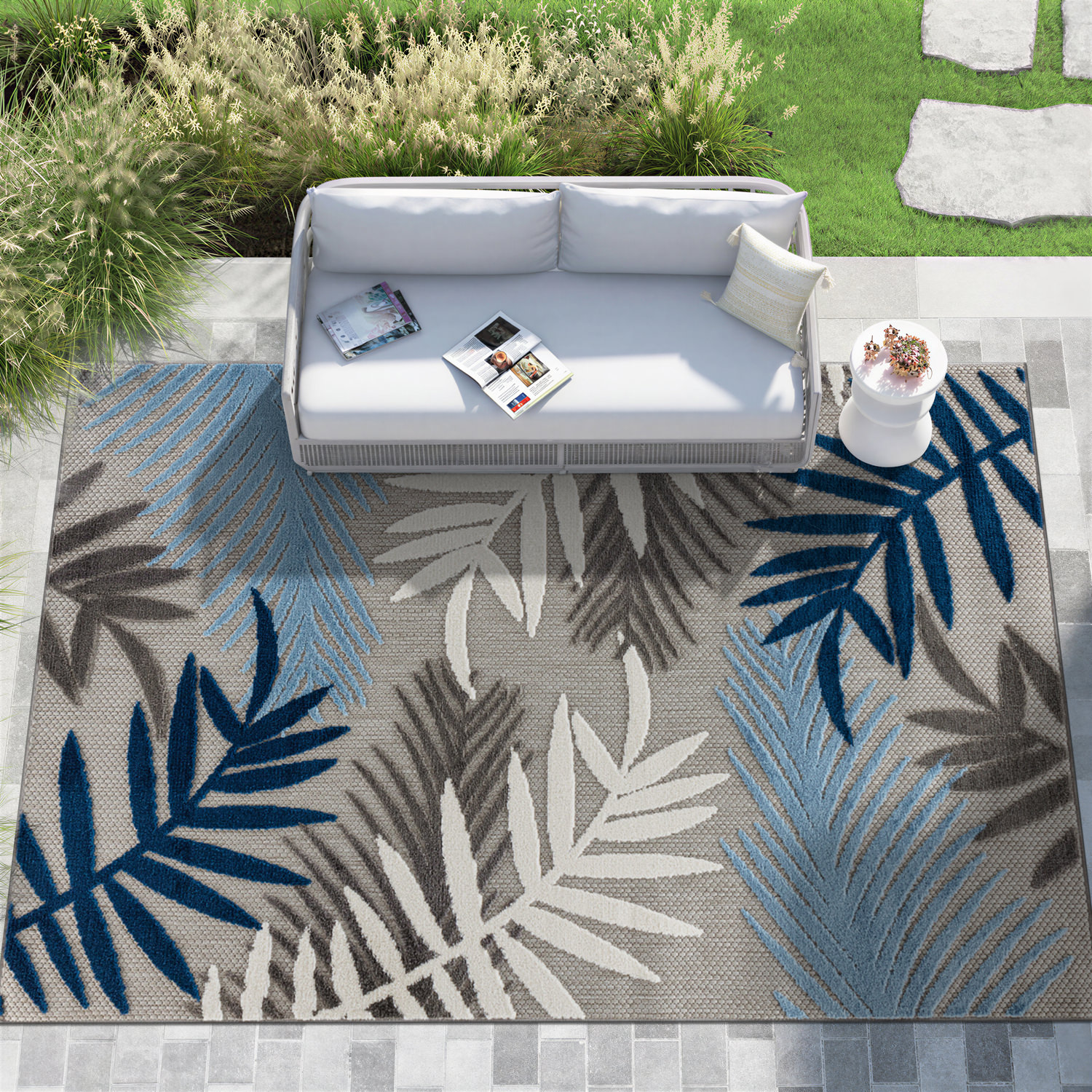 Rugshop Outdoor Rug Evora Palm Frond Indoor Outdoor Carpet Outdoor Rug for Porch