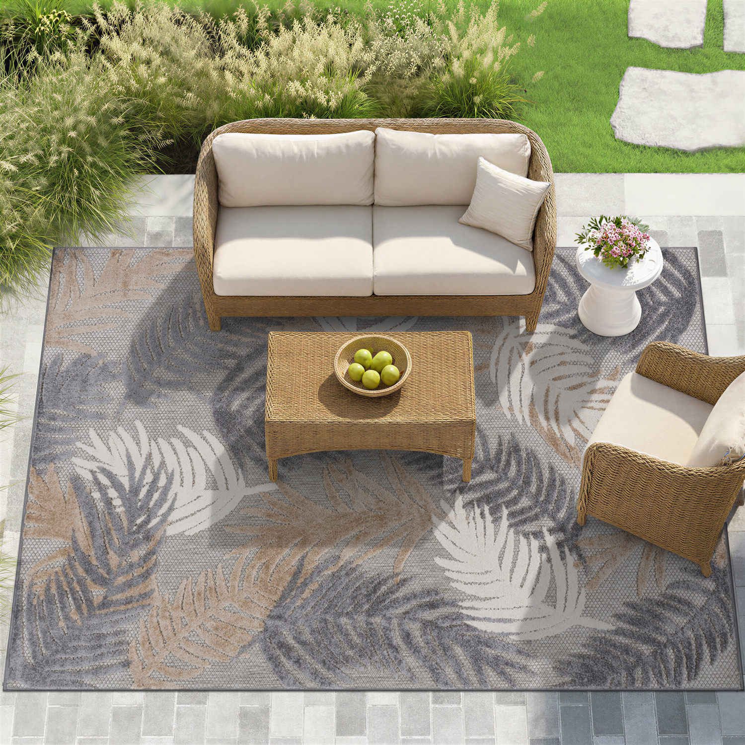 Rugshop Outdoor Rug Tropical Floral Modern Indoor Outdoor Carpet Rug Patio Rugs