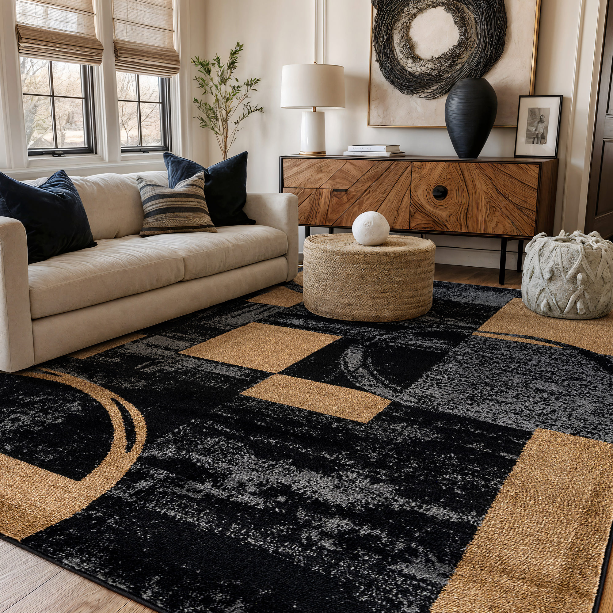 Rugshop Area Rug Abstract Circle Rugs for Sale Living Room Rugs Bedroom Rugs