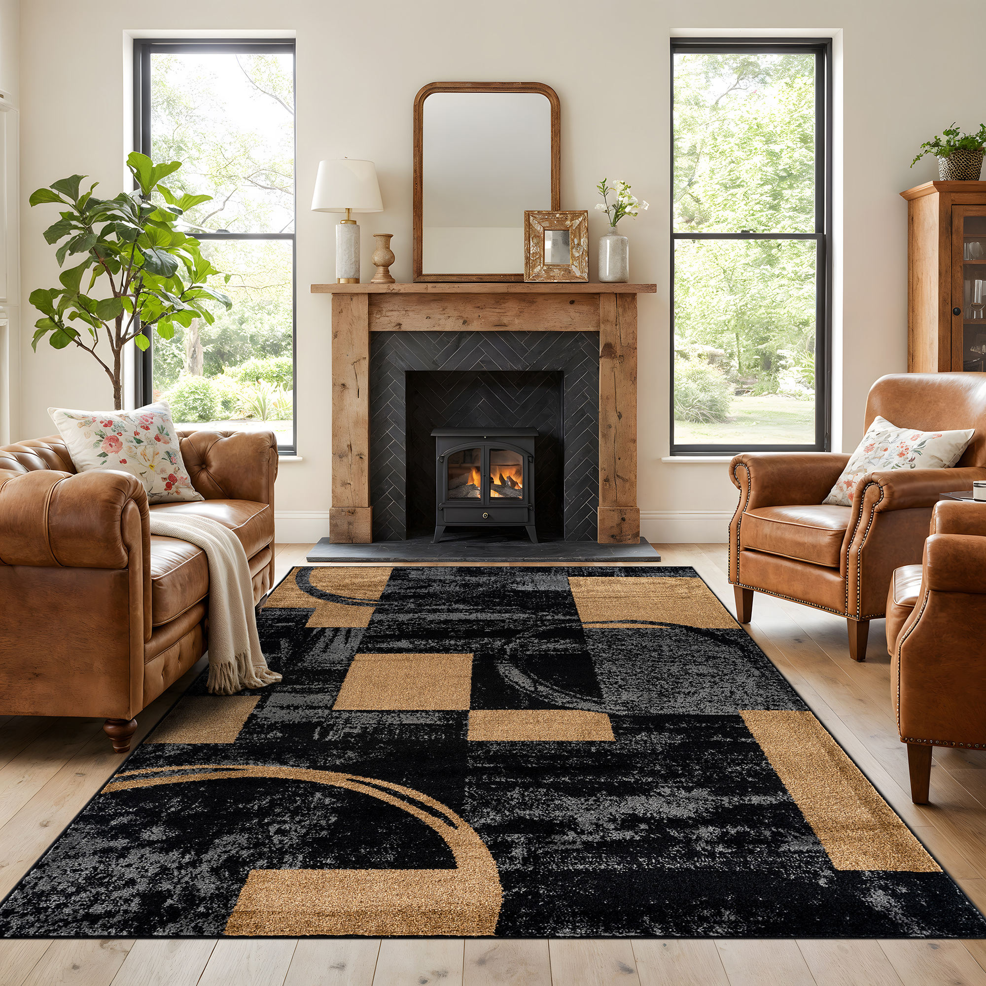 Rugshop Area Rug Abstract Circle Rugs for Sale Living Room Rugs Bedroom Rugs