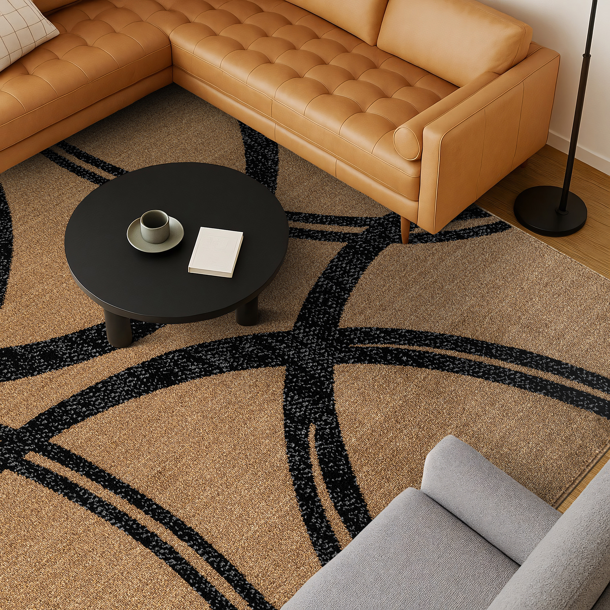 Rugshop Area Rug Modern Abstract Circles Design Rugs for Living Room Bedroom Rug