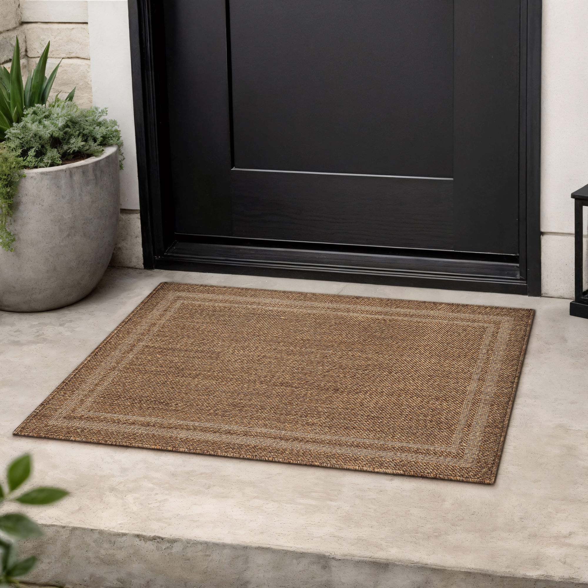 Rugshop Indoor/Outdoor Carpet Border Flat Woven Area Rug Natural Jute Style Rugs