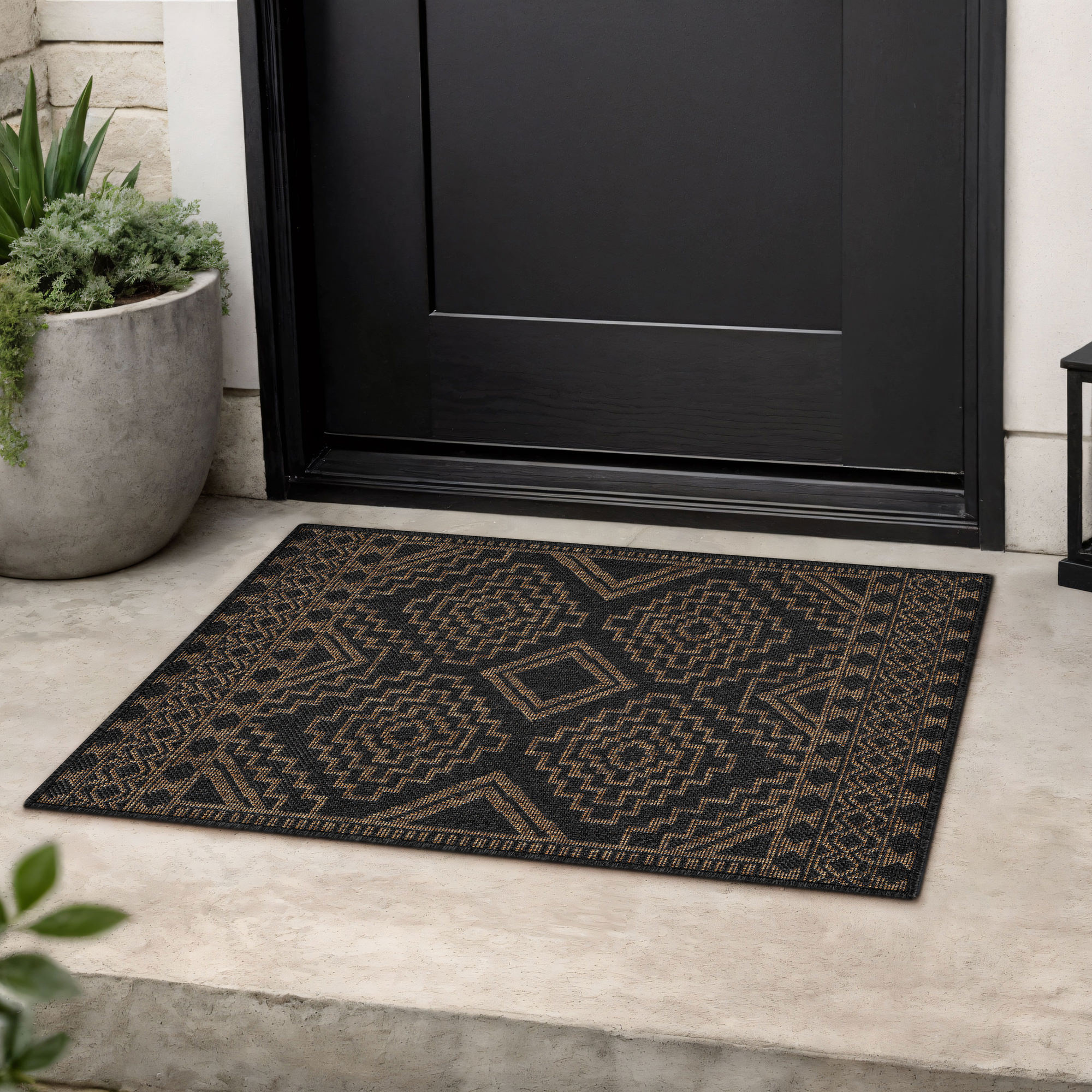 Rugshop Indoor/Outdoor Rugs Flat Woven Area Rug Jute Style Porch Deck Patio Rugs