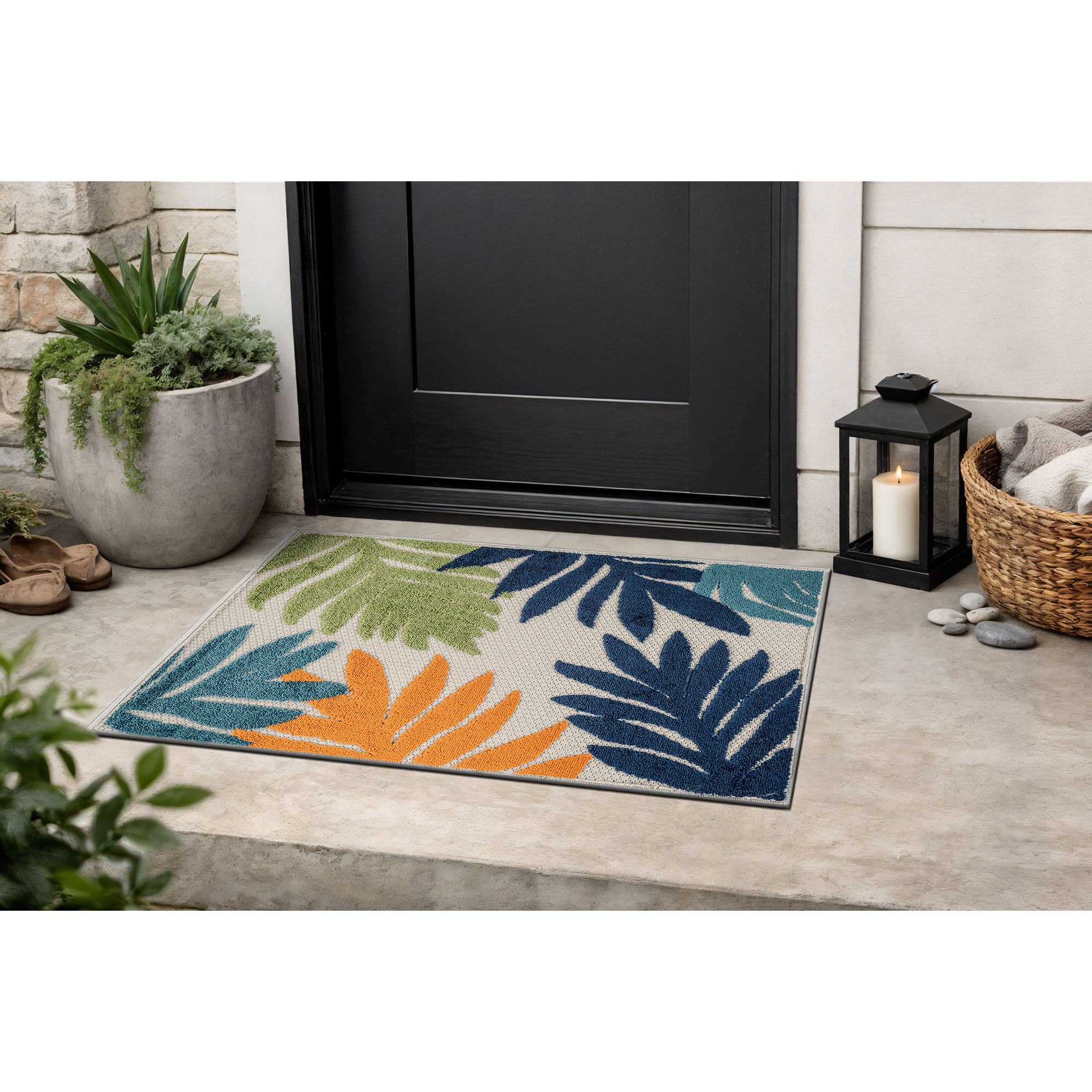 Rugshop Indoor/Outdoor Rug High-Low Textured Area Rug Outdoor Carpet For Patio