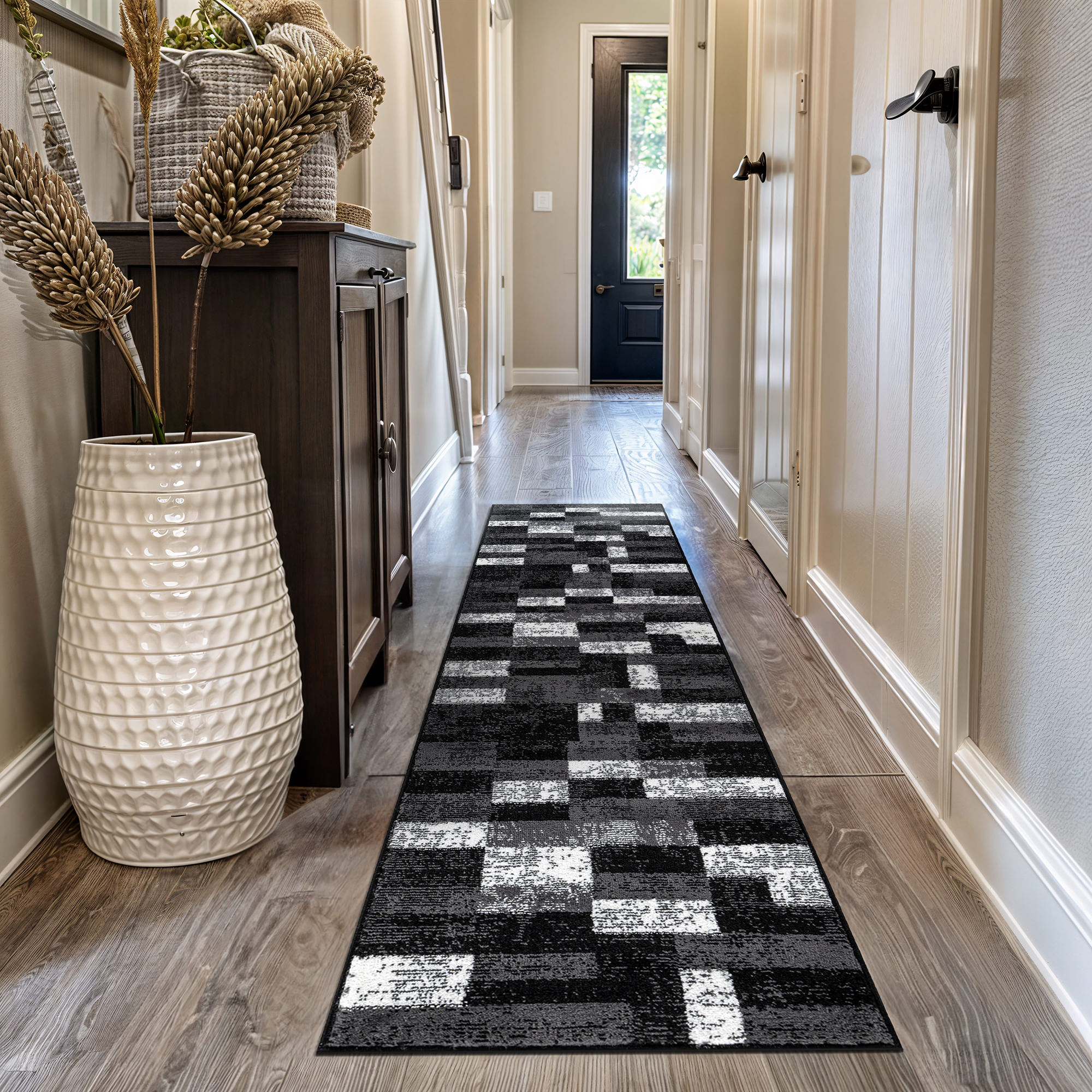 Rugshop Indoor Area Rug Modern Abstract Grid Living Room Rugs Bedroom Entryway