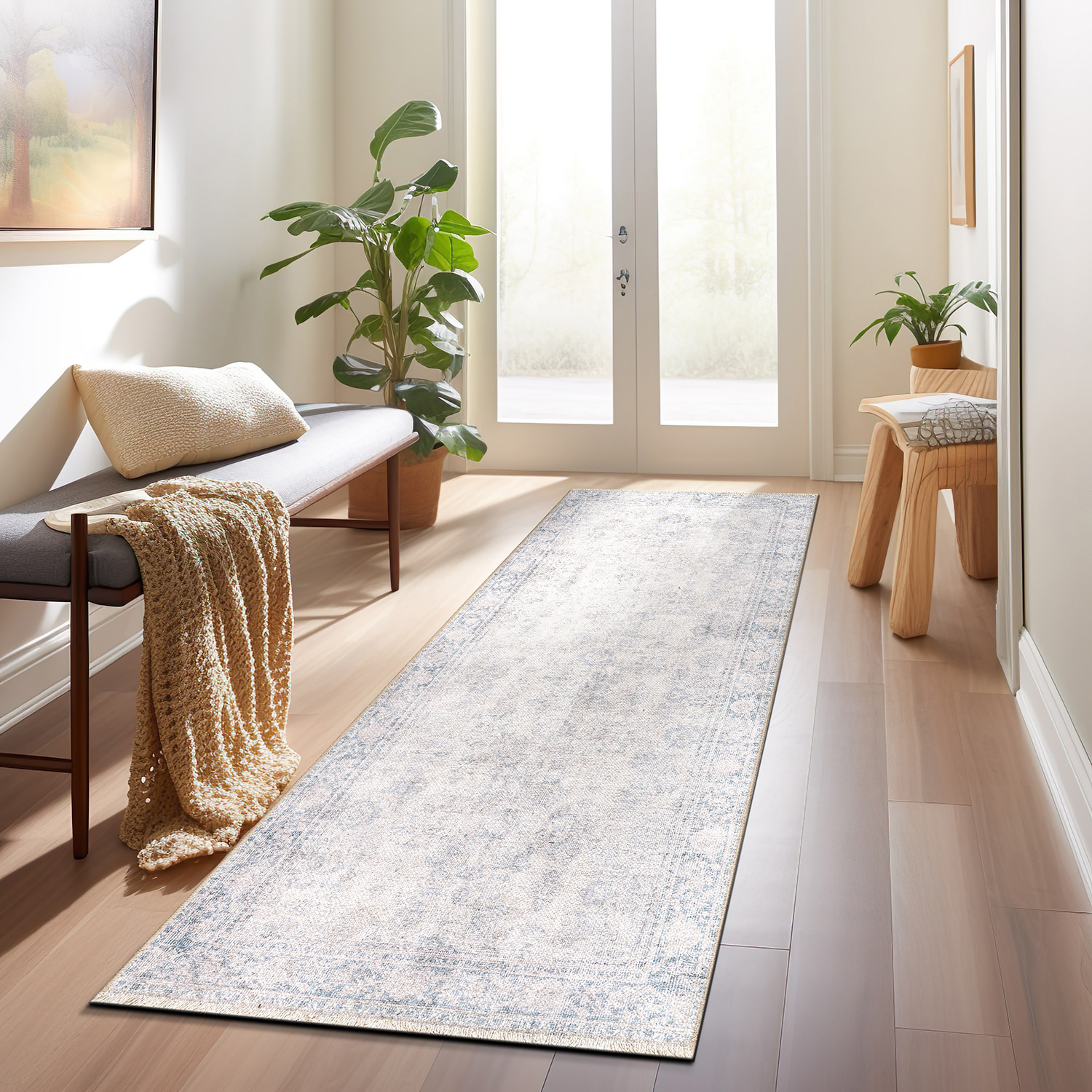 Rugshop Rugs Transitional Distressed Vintage Machine Washable Living Room Rugs