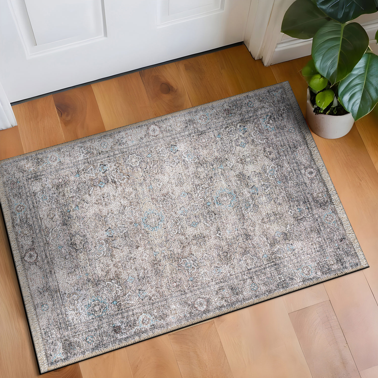 Rugshop Rugs Transitional Distressed Vintage Machine Washable Rugs Bedroom Rugs