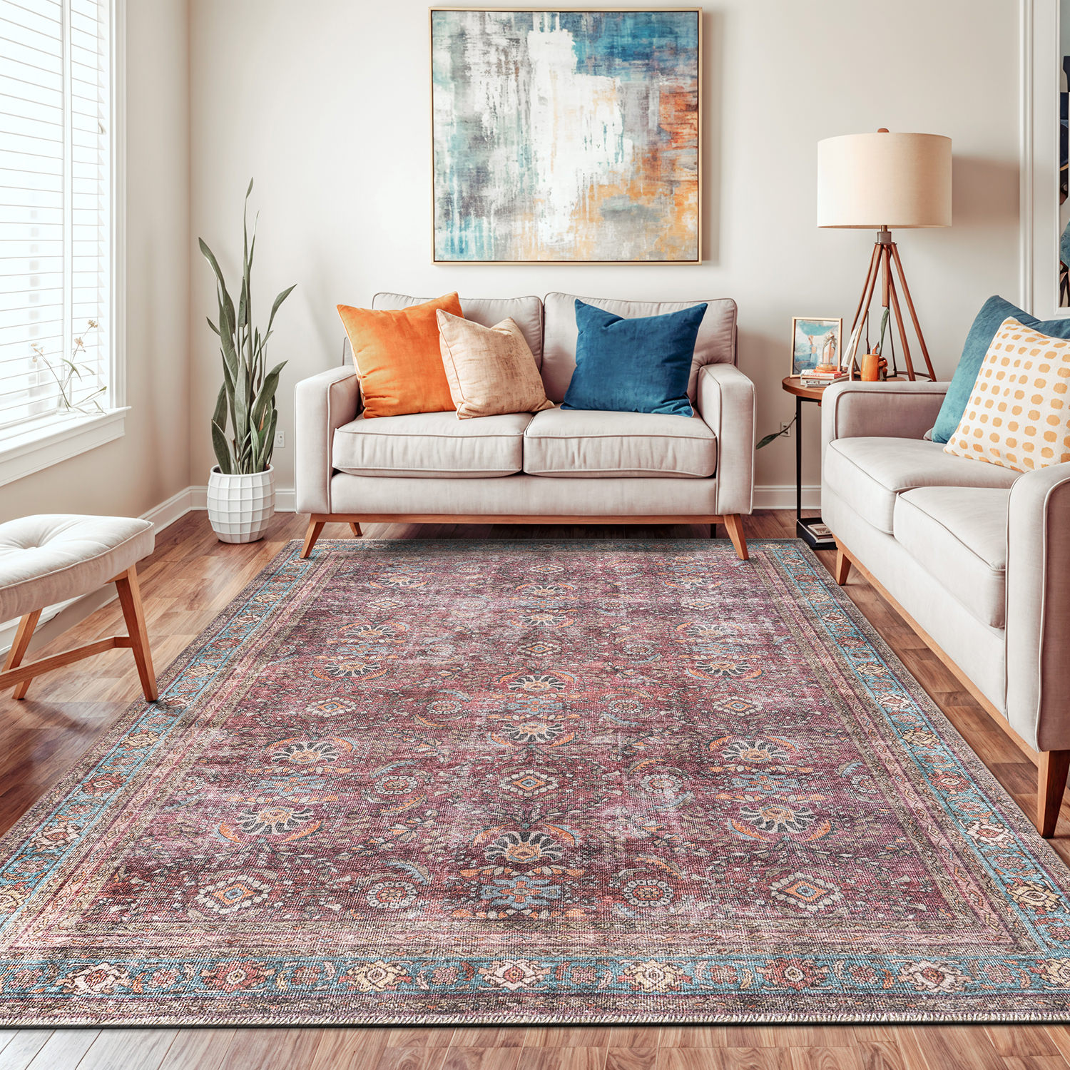 Rugshop Living Room Rugs Distressed Vintage Bordered Machine Washable Area Rugs - Picture 45 of 75