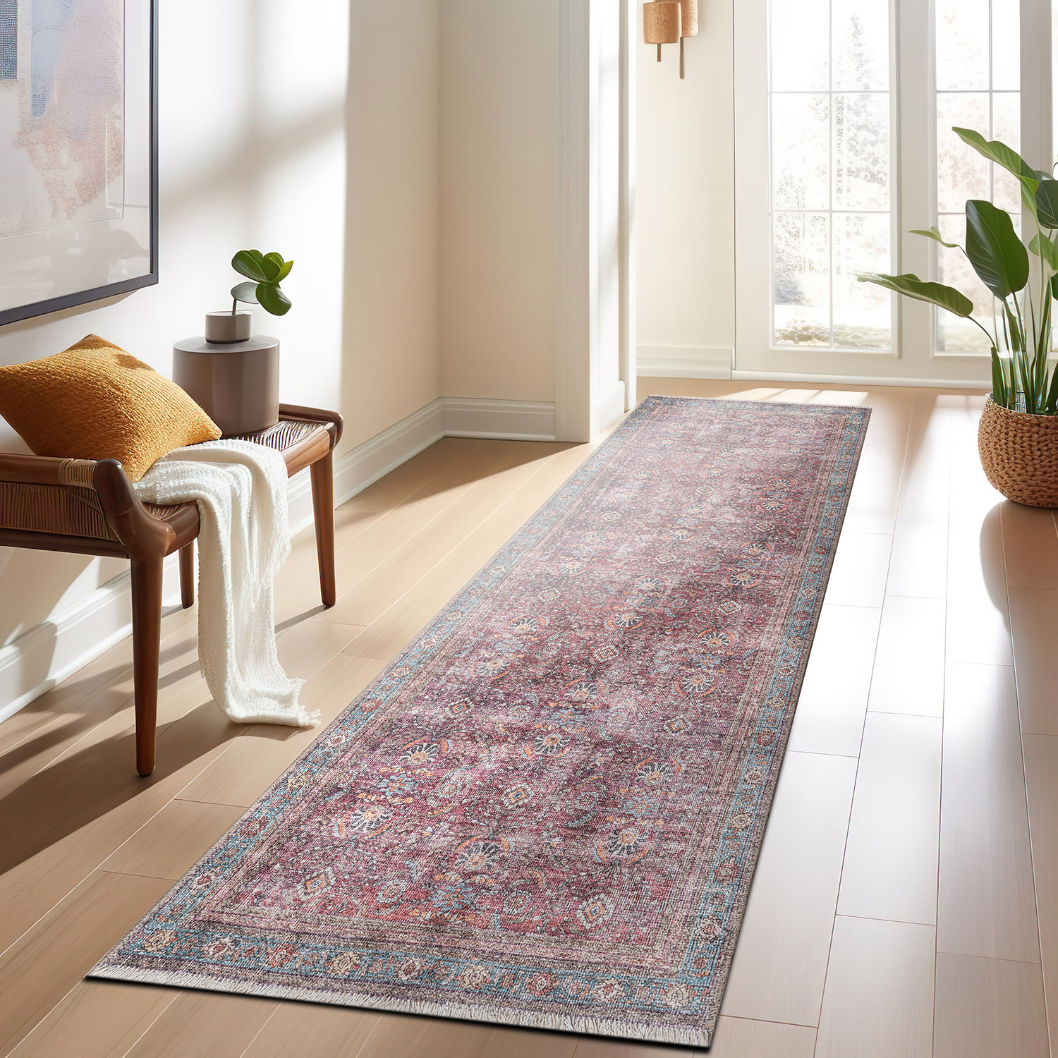 Rugshop Living Room Rugs Distressed Vintage Bordered Machine Washable Area Rugs - Picture 17 of 75