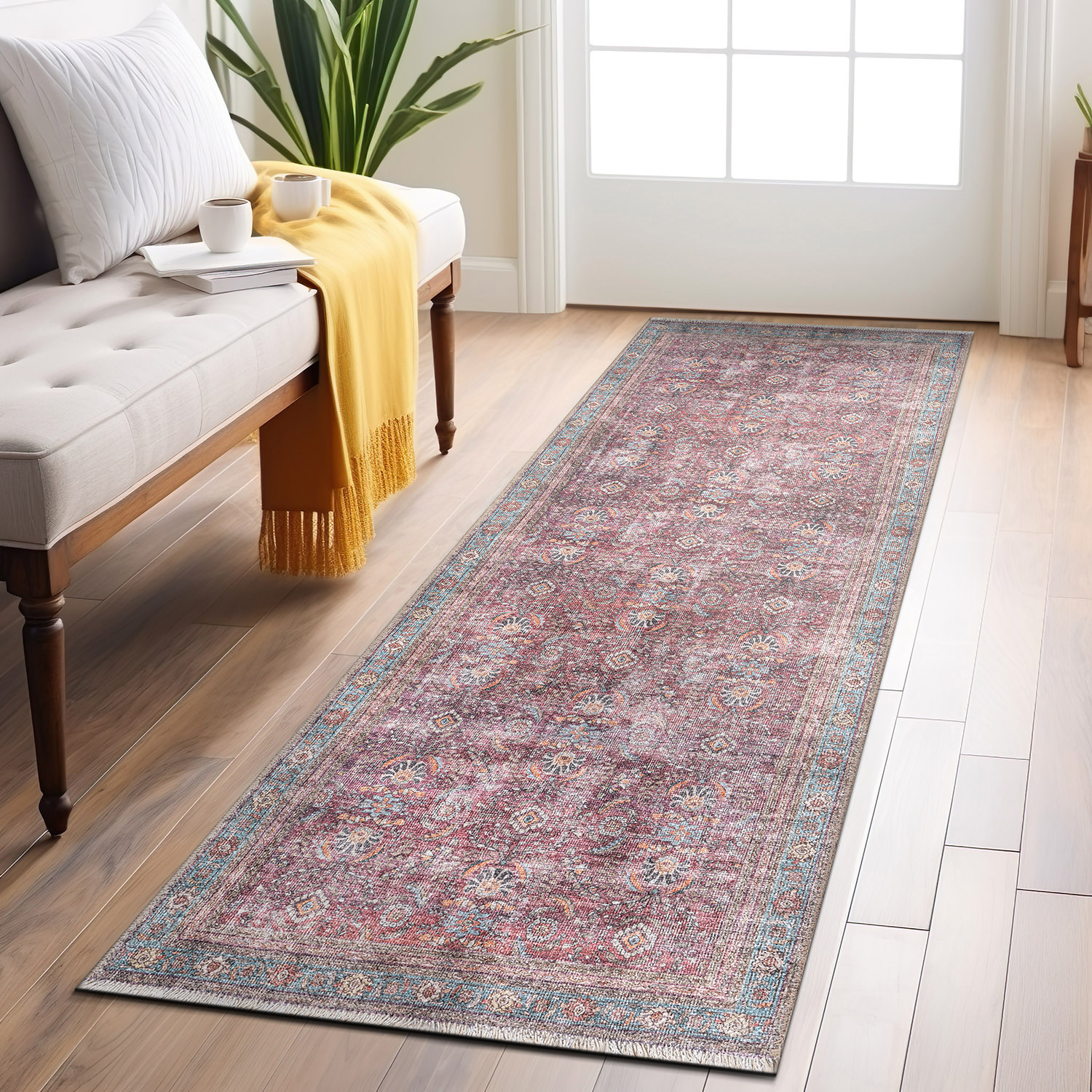 Rugshop Living Room Rugs Distressed Vintage Bordered Machine Washable Area Rugs - Picture 16 of 75