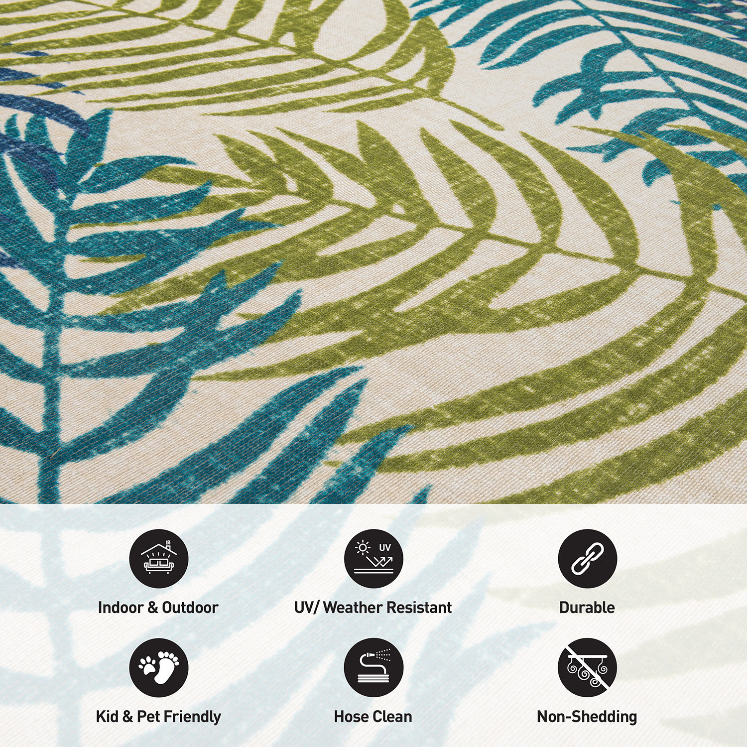 Rugshop Outdoor Rug Floral Leaves Flat Weave Indoor/Outdoor Rug Patio Carpet - Picture 12 of 122