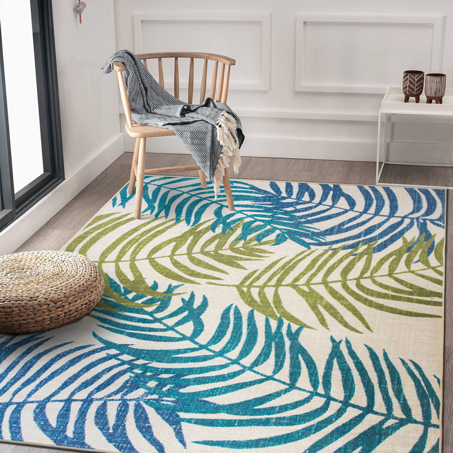 Rugshop Outdoor Rug Floral Leaves Flat Weave Indoor/Outdoor Rug Patio Carpet - Picture 28 of 122