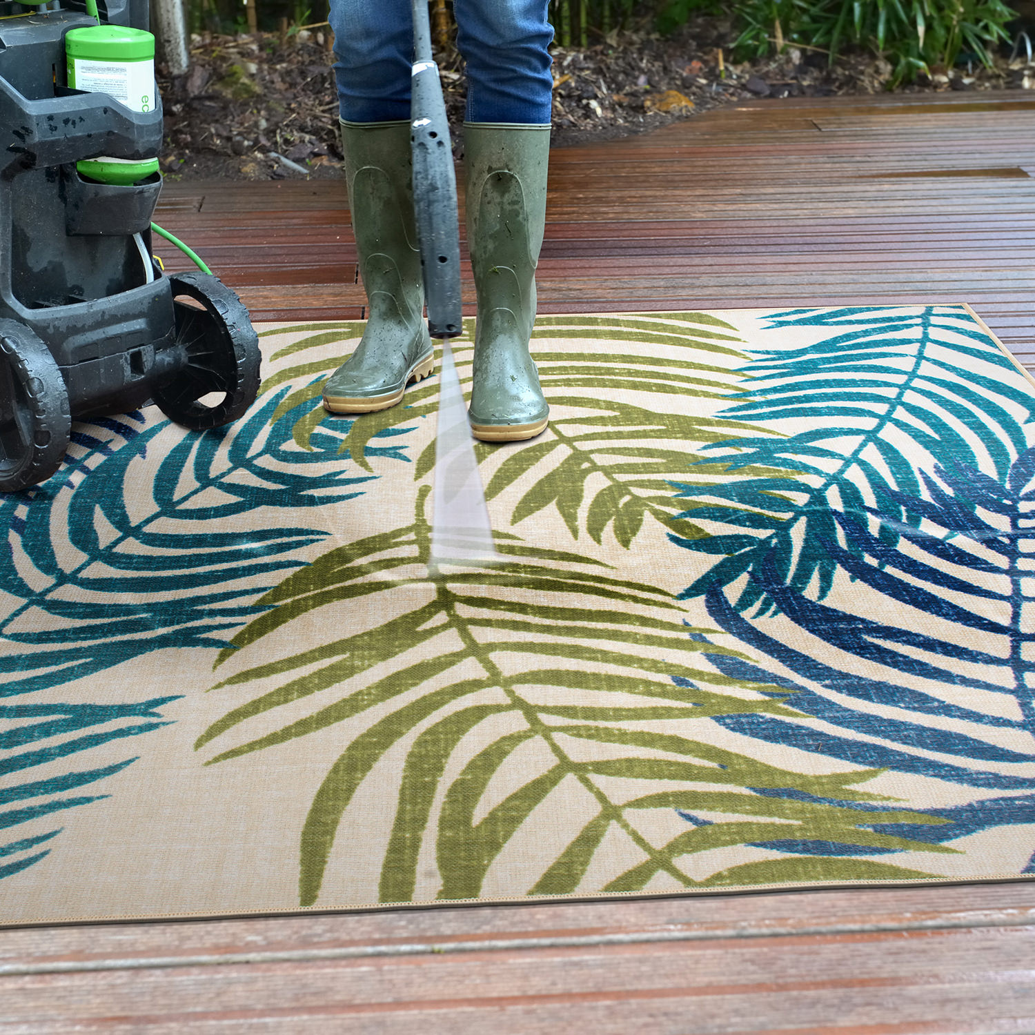 Rugshop Outdoor Rug Floral Leaves Flat Weave Indoor/Outdoor Rug Patio Carpet - Picture 27 of 122