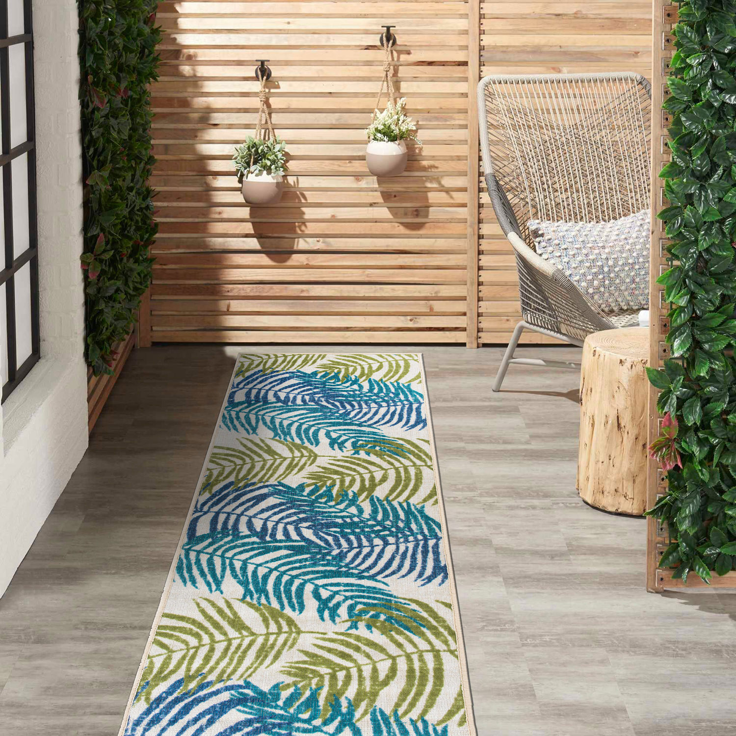 Rugshop Outdoor Rug Floral Leaves Flat Weave Indoor/Outdoor Rug Patio Carpet - Picture 13 of 122