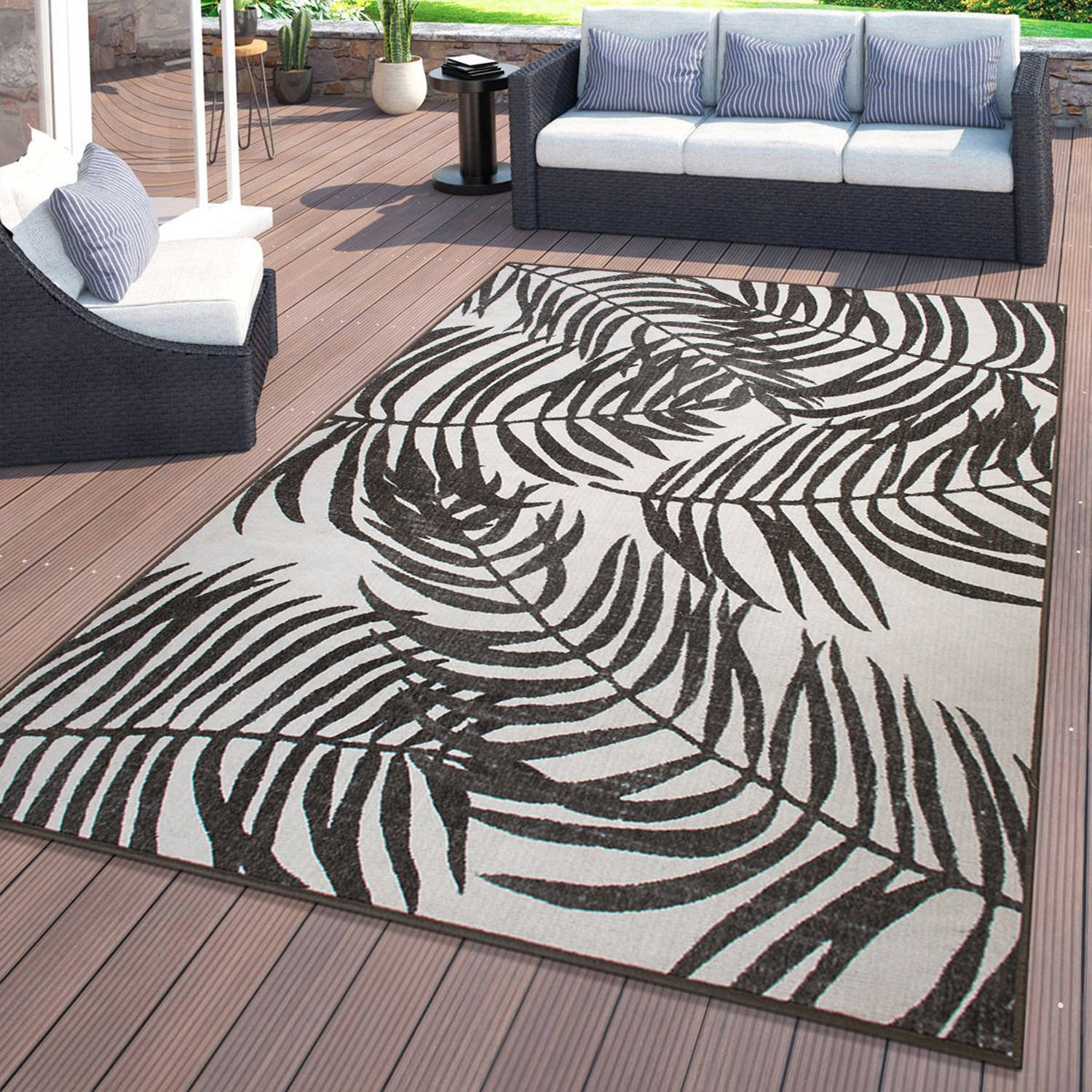 Rugshop Outdoor Rug Floral Leaves Flat Weave Indoor/Outdoor Rug Patio Carpet - Picture 51 of 122
