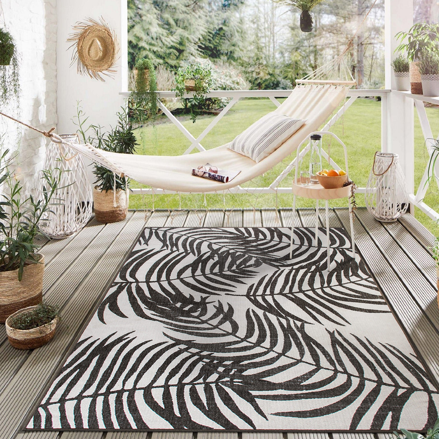 Rugshop Outdoor Rug Floral Leaves Flat Weave Indoor/Outdoor Rug Patio Carpet - Picture 58 of 122