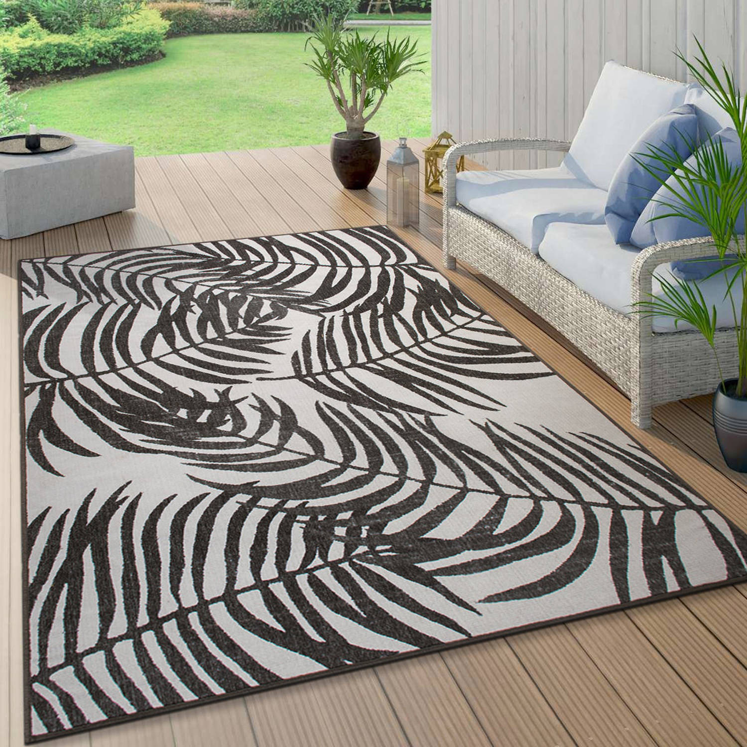 Rugshop Outdoor Rug Floral Leaves Flat Weave Indoor/Outdoor Rug Patio Carpet - Picture 59 of 122