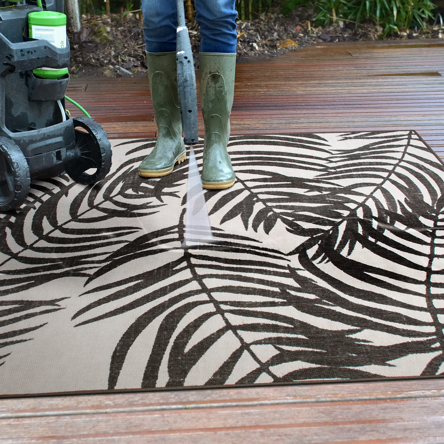 Rugshop Outdoor Rug Floral Leaves Flat Weave Indoor/Outdoor Rug Patio Carpet - Picture 60 of 122