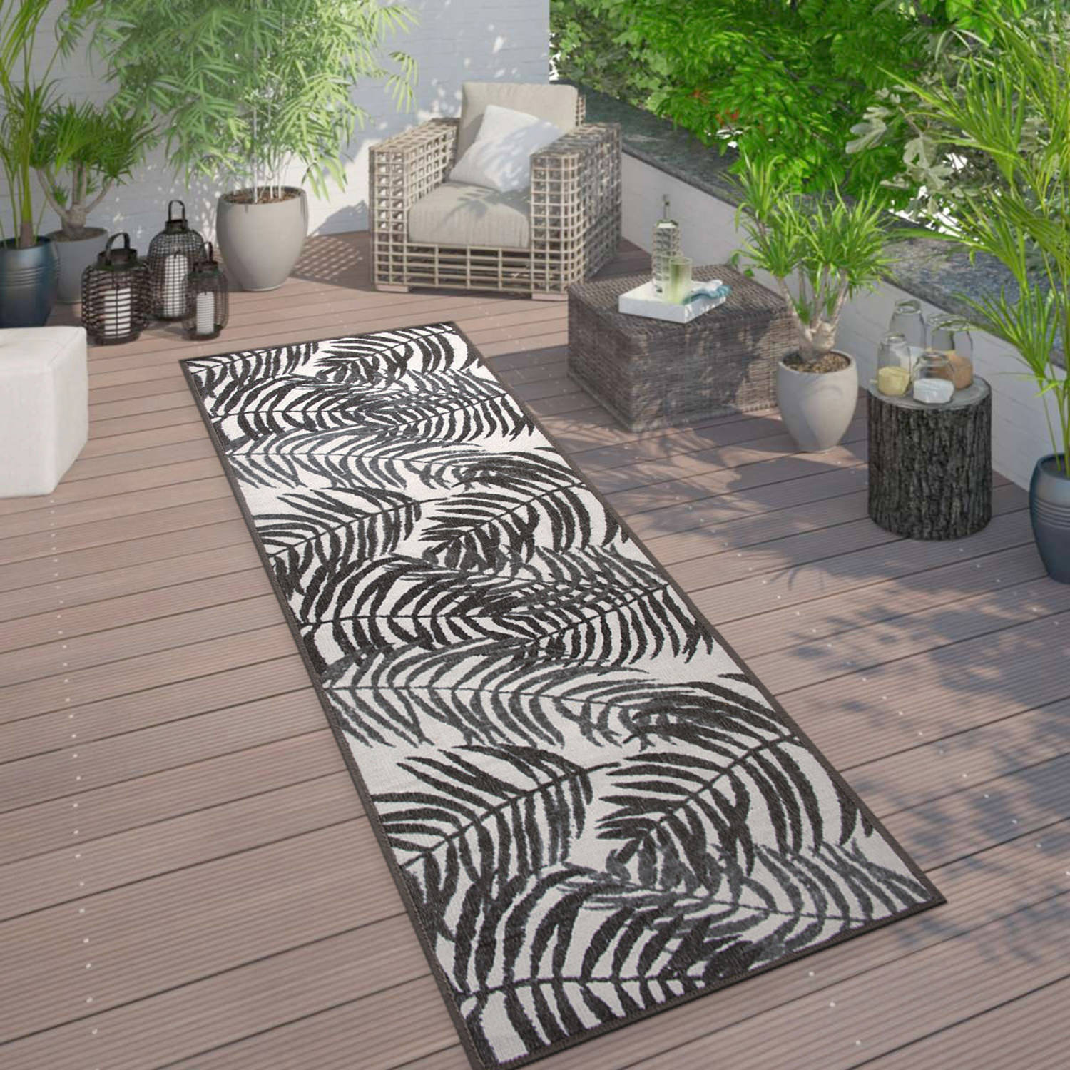 Rugshop Outdoor Rug Floral Leaves Flat Weave Indoor/Outdoor Rug Patio Carpet - Picture 40 of 122