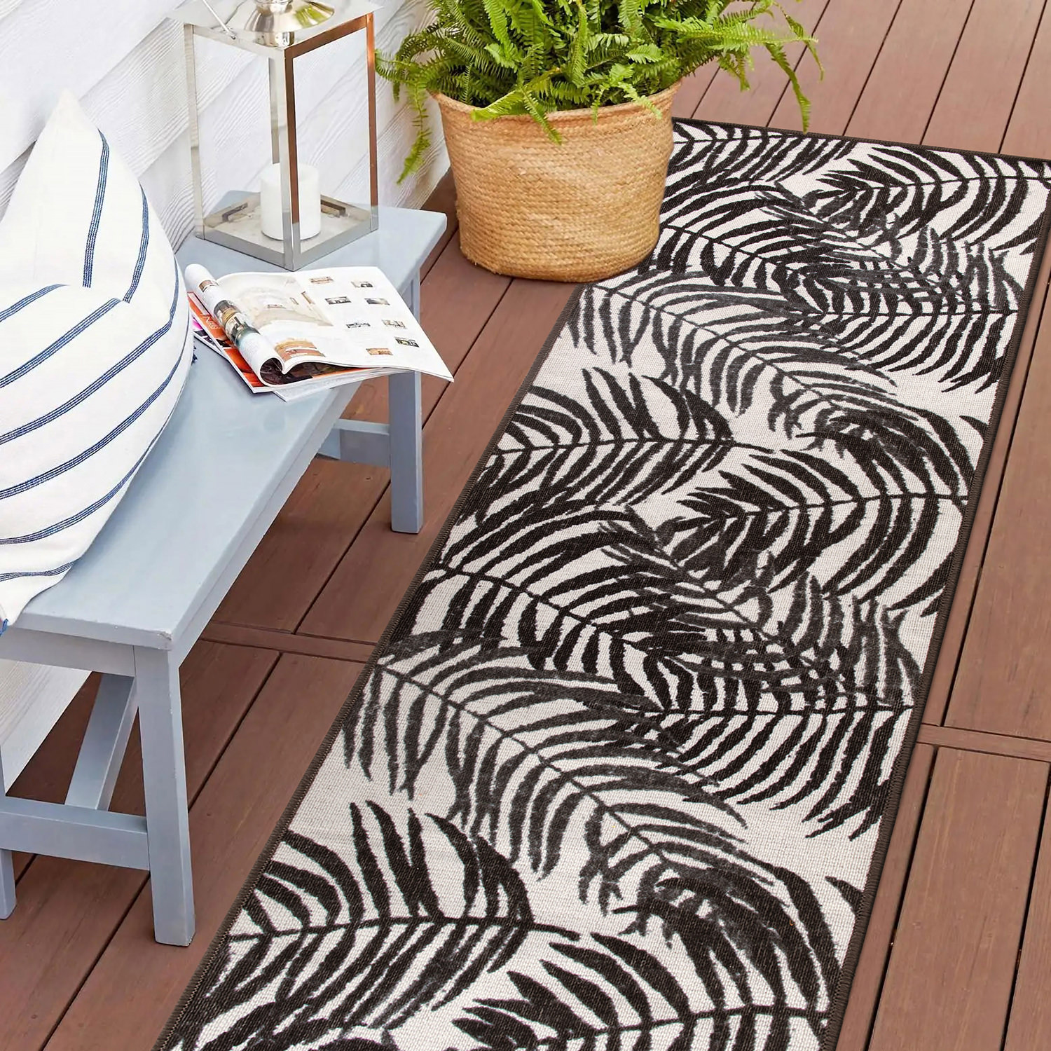 Rugshop Outdoor Rug Floral Leaves Flat Weave Indoor/Outdoor Rug Patio Carpet - Picture 48 of 122