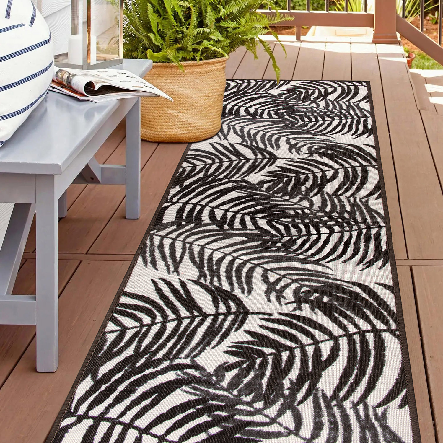 Rugshop Outdoor Rug Floral Leaves Flat Weave Indoor/Outdoor Rug Patio Carpet - Picture 49 of 122