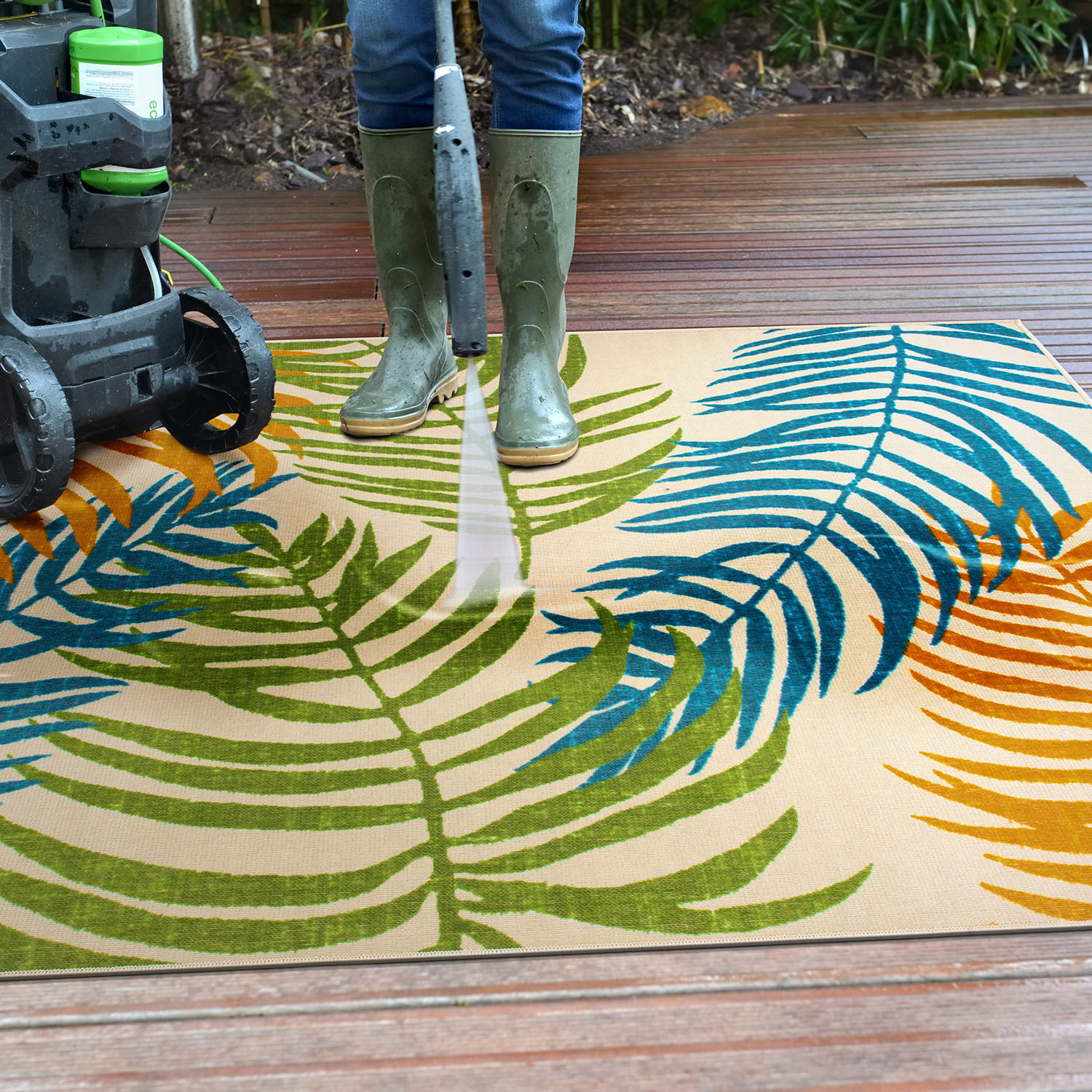 Rugshop Outdoor Rug Floral Leaves Flat Weave Indoor/Outdoor Rug Patio Carpet - Picture 83 of 122