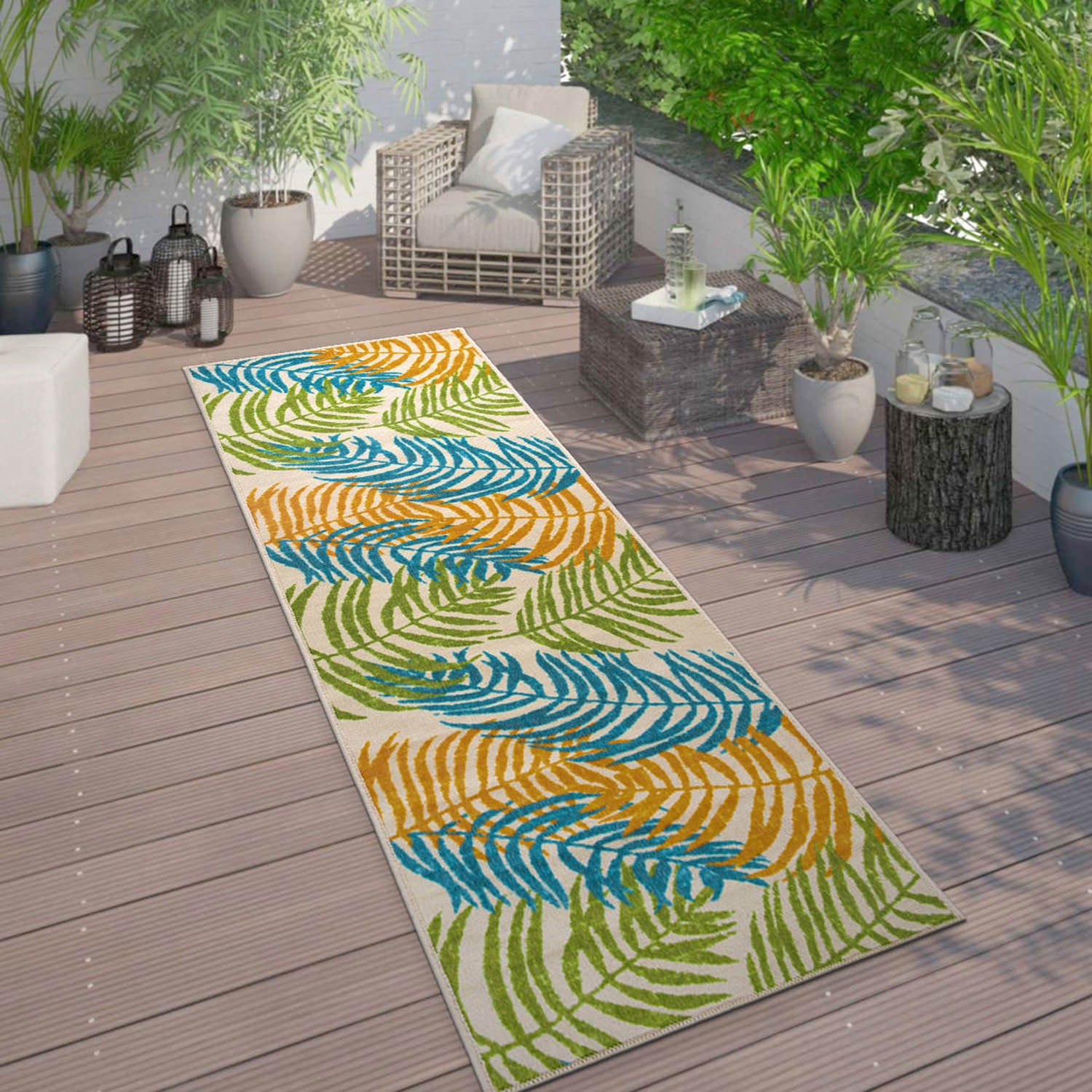 Rugshop Outdoor Rug Floral Leaves Flat Weave Indoor/Outdoor Rug Patio Carpet - Picture 73 of 122