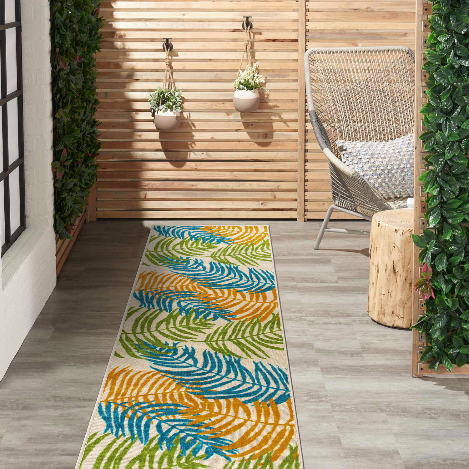 Rugshop Outdoor Rug Floral Leaves Flat Weave Indoor/Outdoor Rug Patio Carpet - Picture 75 of 122