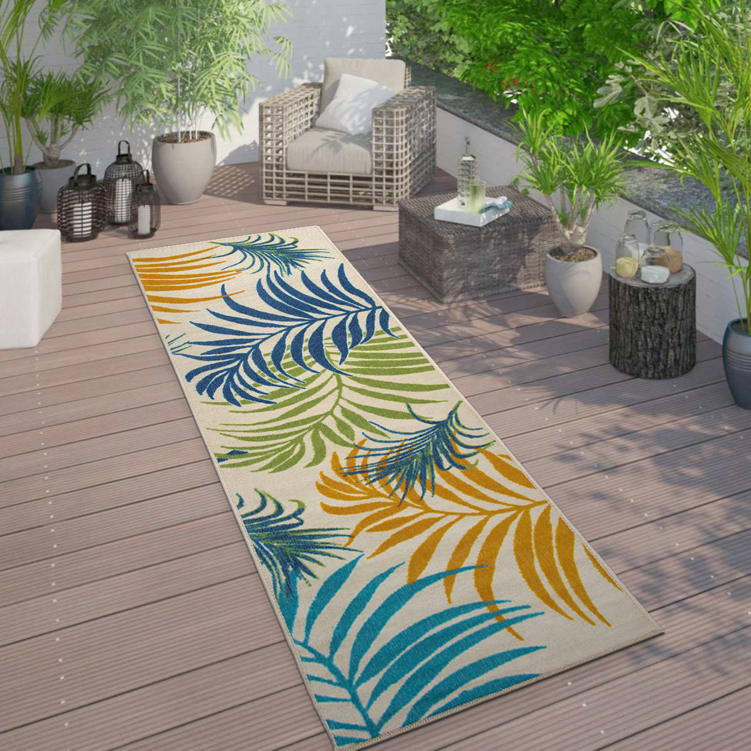 Rugshop Outdoor Carpet Rug Contemporary Floral Leaves Flatweave Rugs Patio Rugs