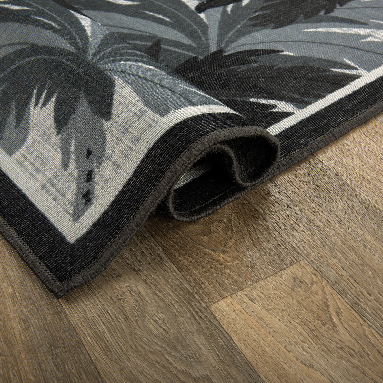 Rugshop Grey Outdoor Rug Tropical Floral Border Flatweave Indoor Outdoor Carpet - Picture 7 of 33