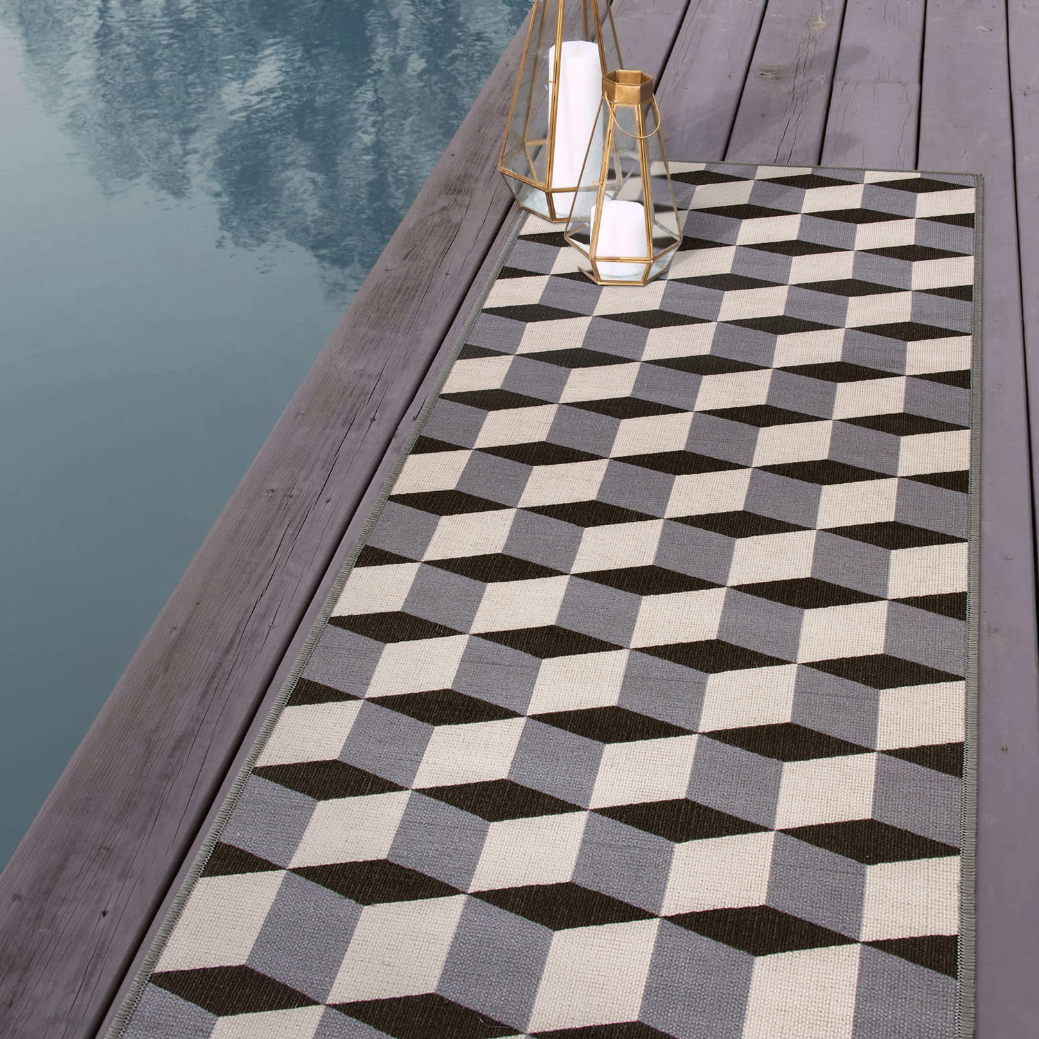 Rugshop Out Door Rugs Contemporary Geometric Flatweave Rug Indoor Outdoor Carpet - Picture 10 of 33