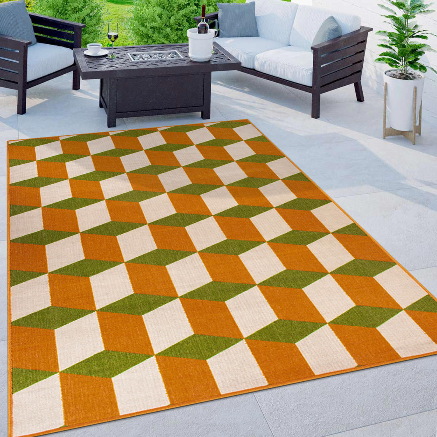 Rugshop Outdoor Rug Modern Geometric Flatweave Indoor Outdoor Carpet Deck Rugs