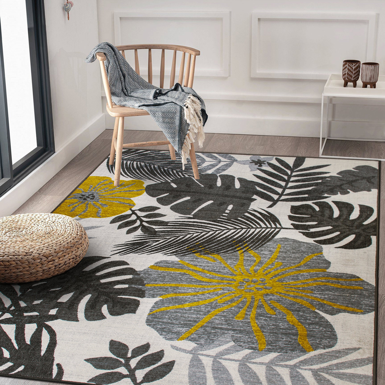 Rugshop Outdoor Carpet Rug Tropical Floral Leaves Indoor Outdoor Rugs Patio Rugs - Picture 21 of 29