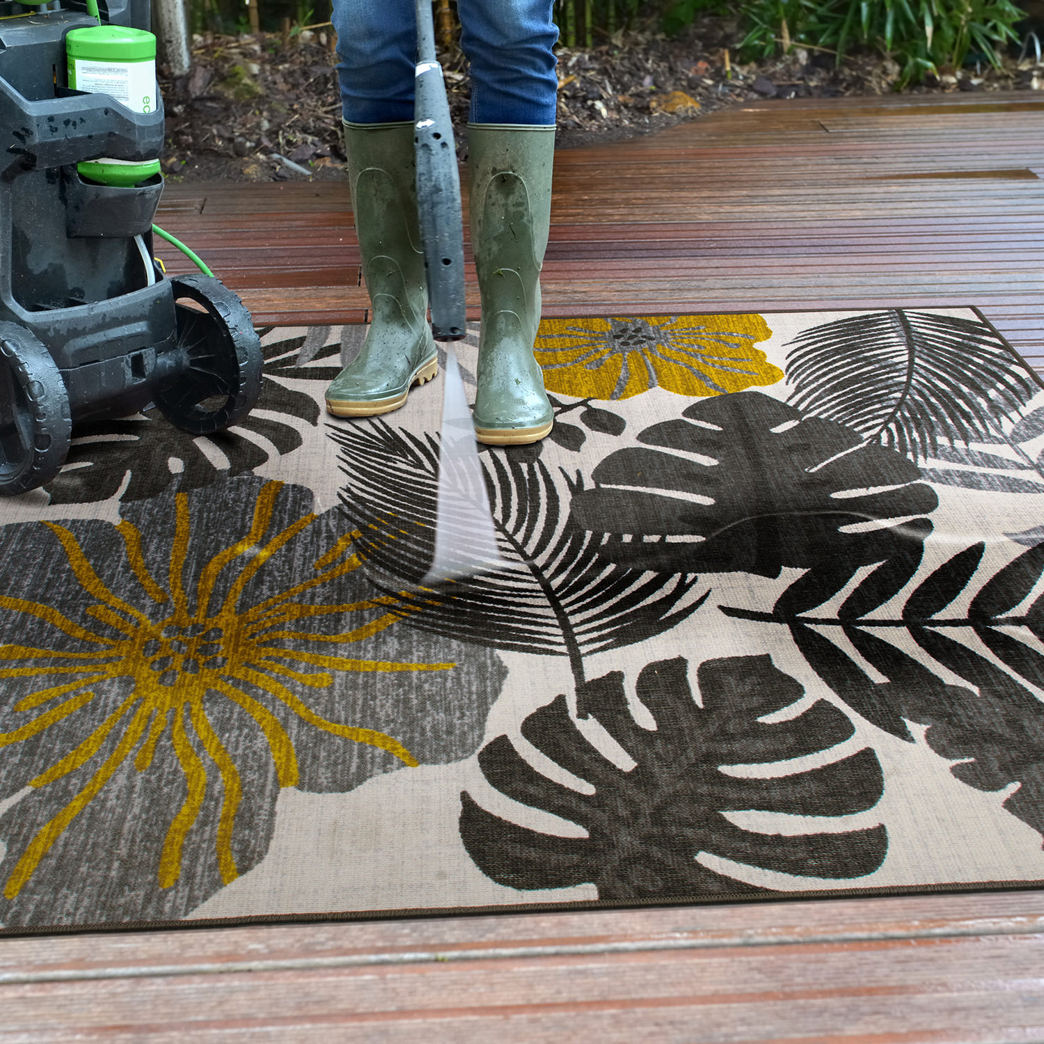 Rugshop Outdoor Carpet Rug Tropical Floral Leaves Indoor Outdoor Rugs Patio Rugs - Picture 20 of 29